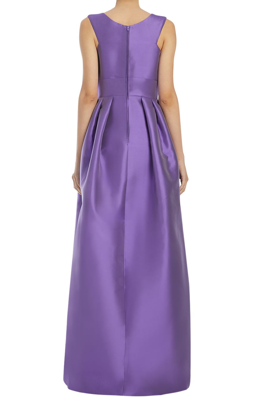 V Neck Boxpleat Evening Gown