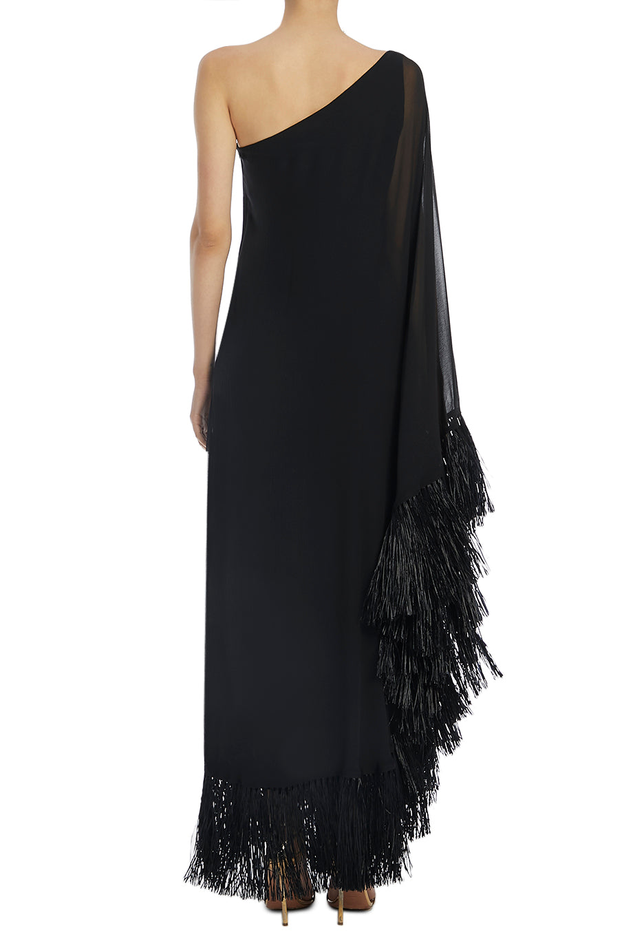 Hut One Shoulder Fringe Maxi Dress