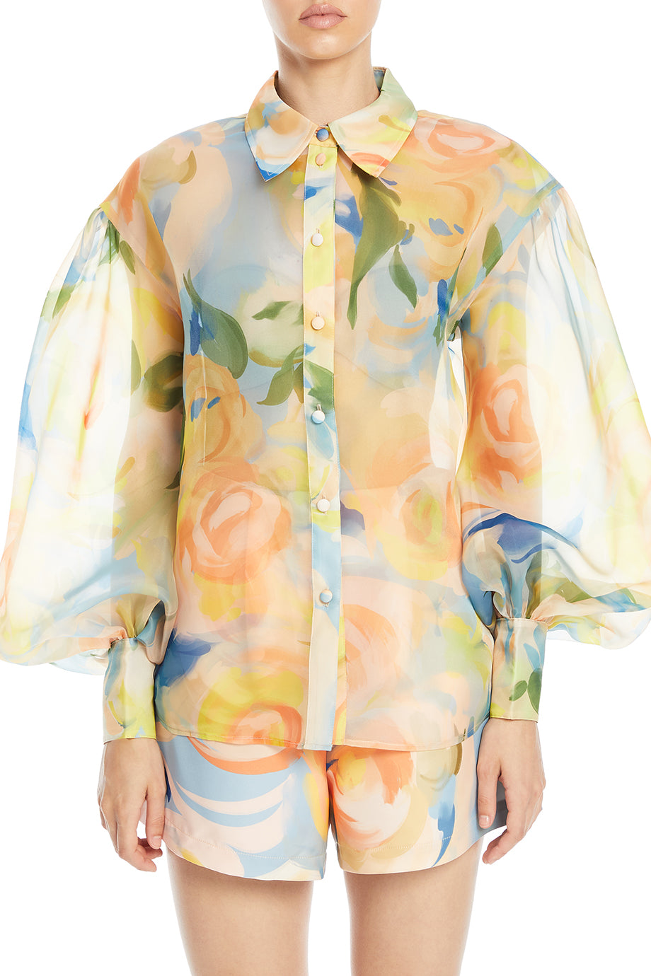 Celeste Floral Balloon Sleeves Blouse