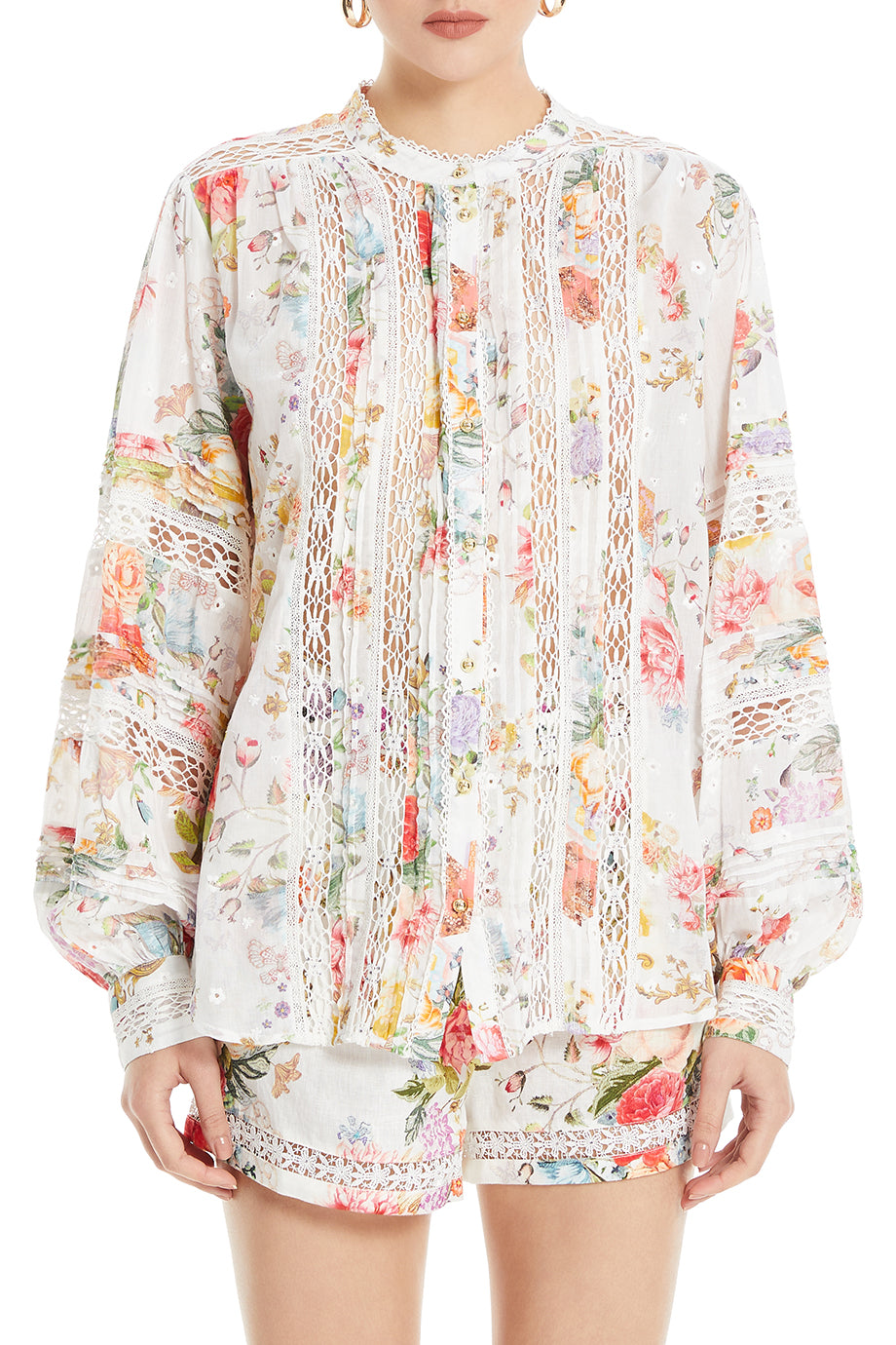 Blouson Sleeve Floral Blouse