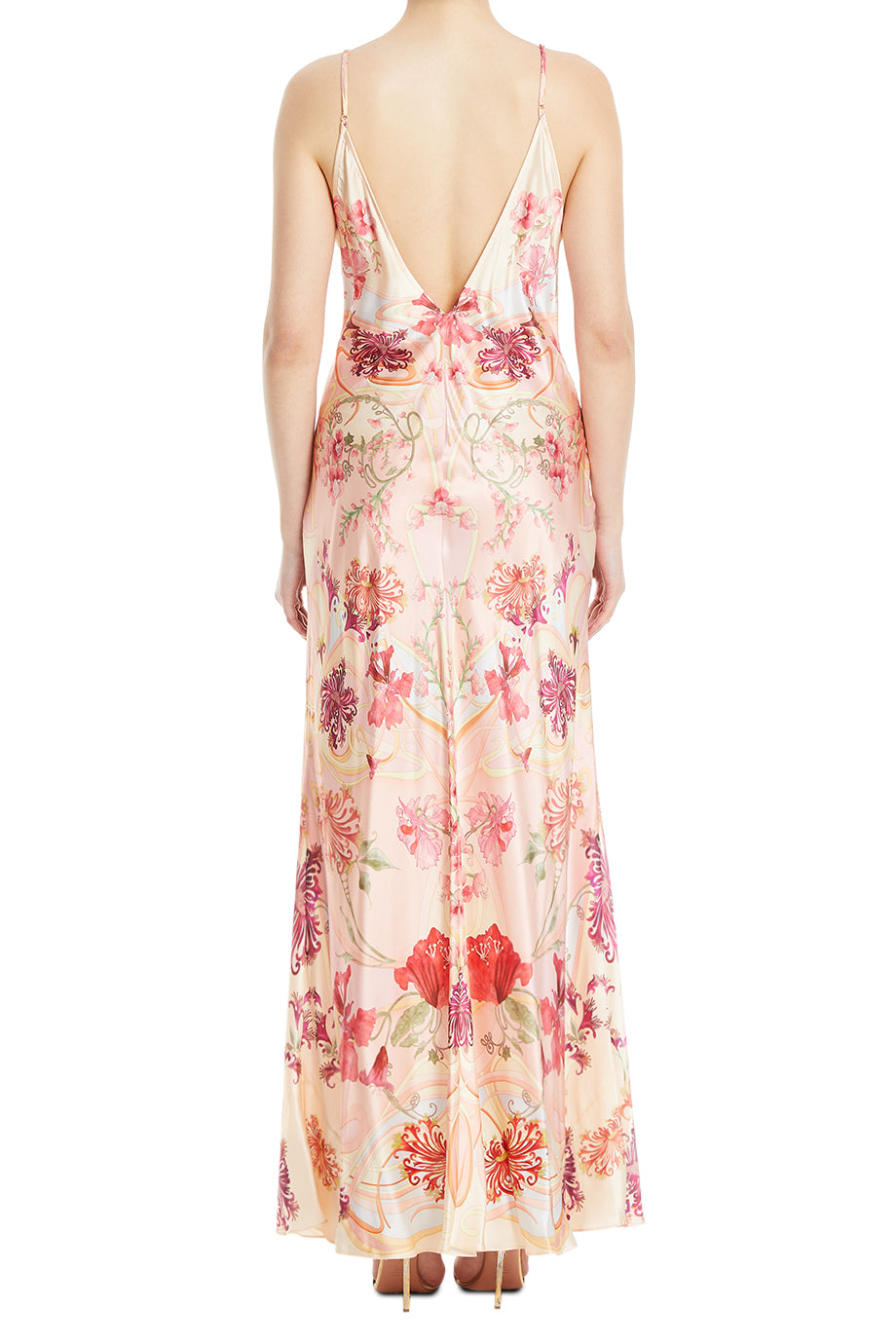 V Neck Slip Floral Maxi Dress