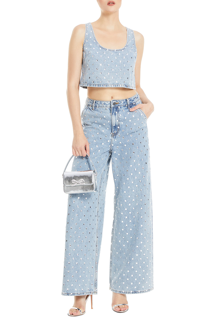 Rhinestone Denim Top