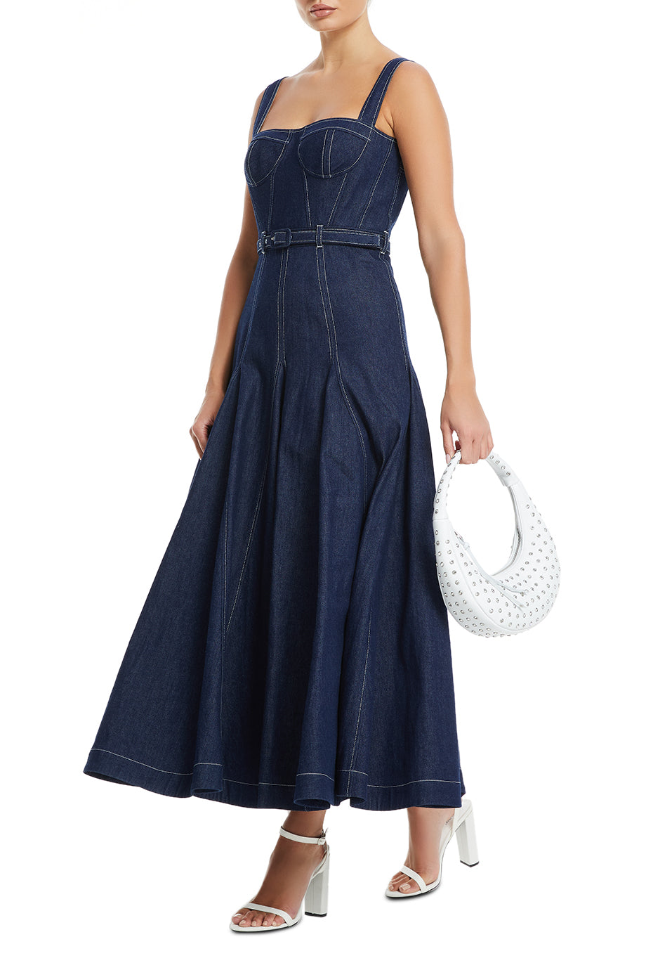 Keya Corsetted Denim Maxi Dress