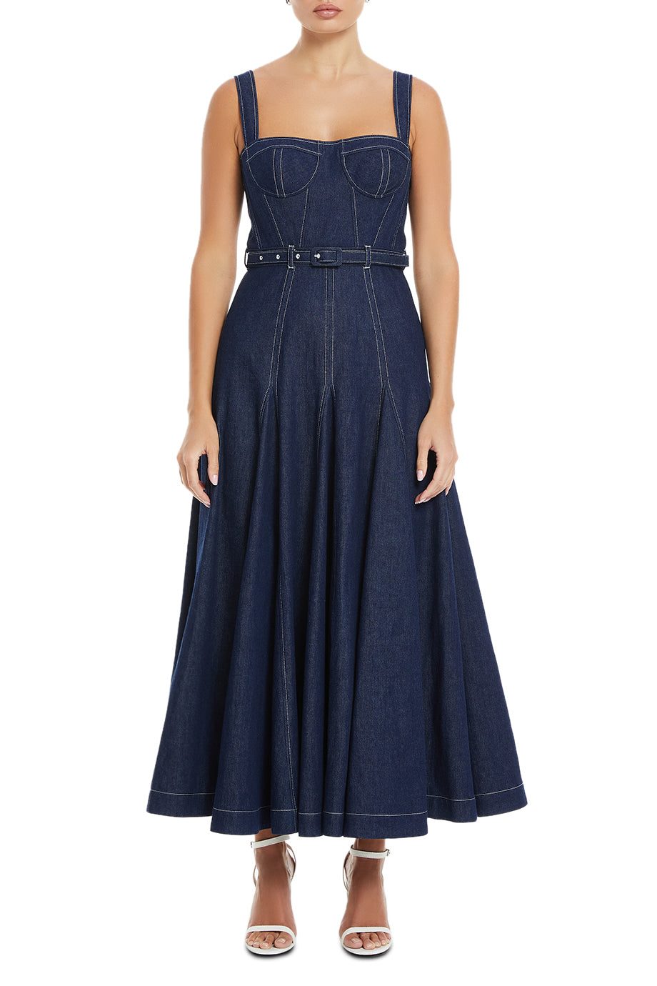 Keya Corsetted Denim Maxi Dress