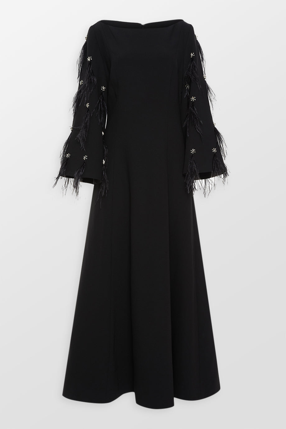 Clover Wide Sleeves Feathered Maxi Dress