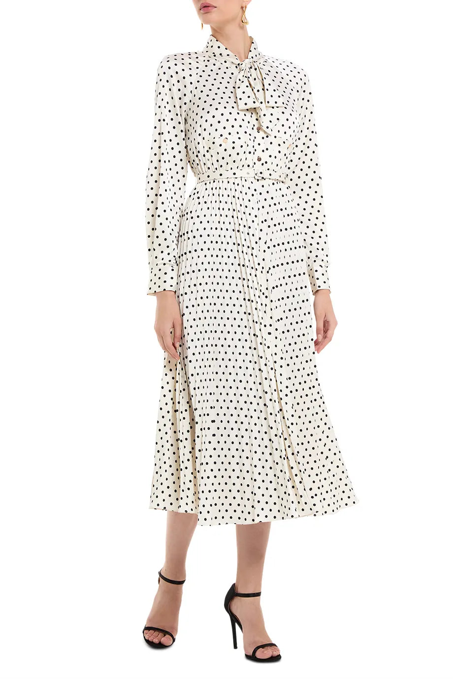 Polka Dot Satin Midi Dress