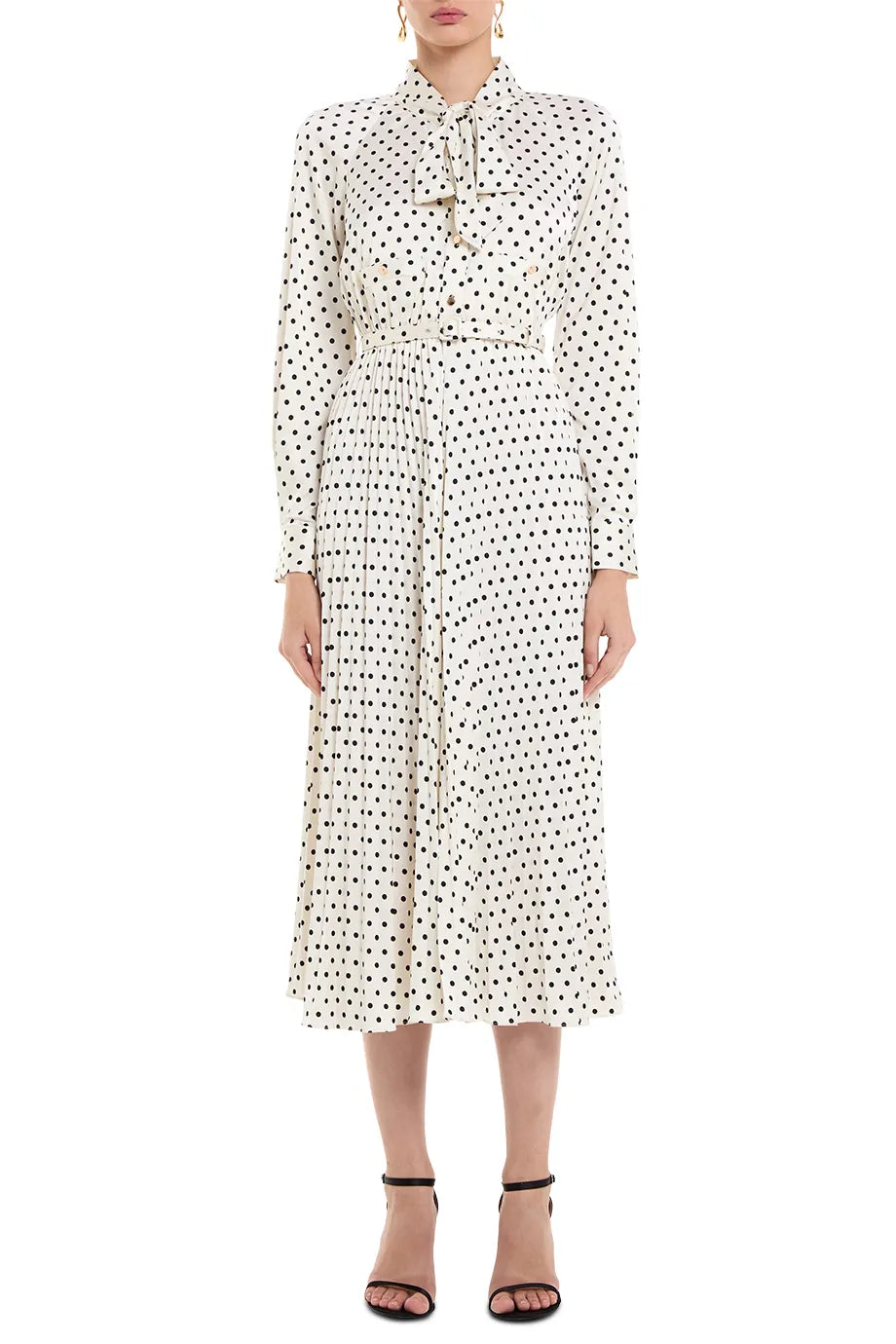 Polka Dot Satin Midi Dress