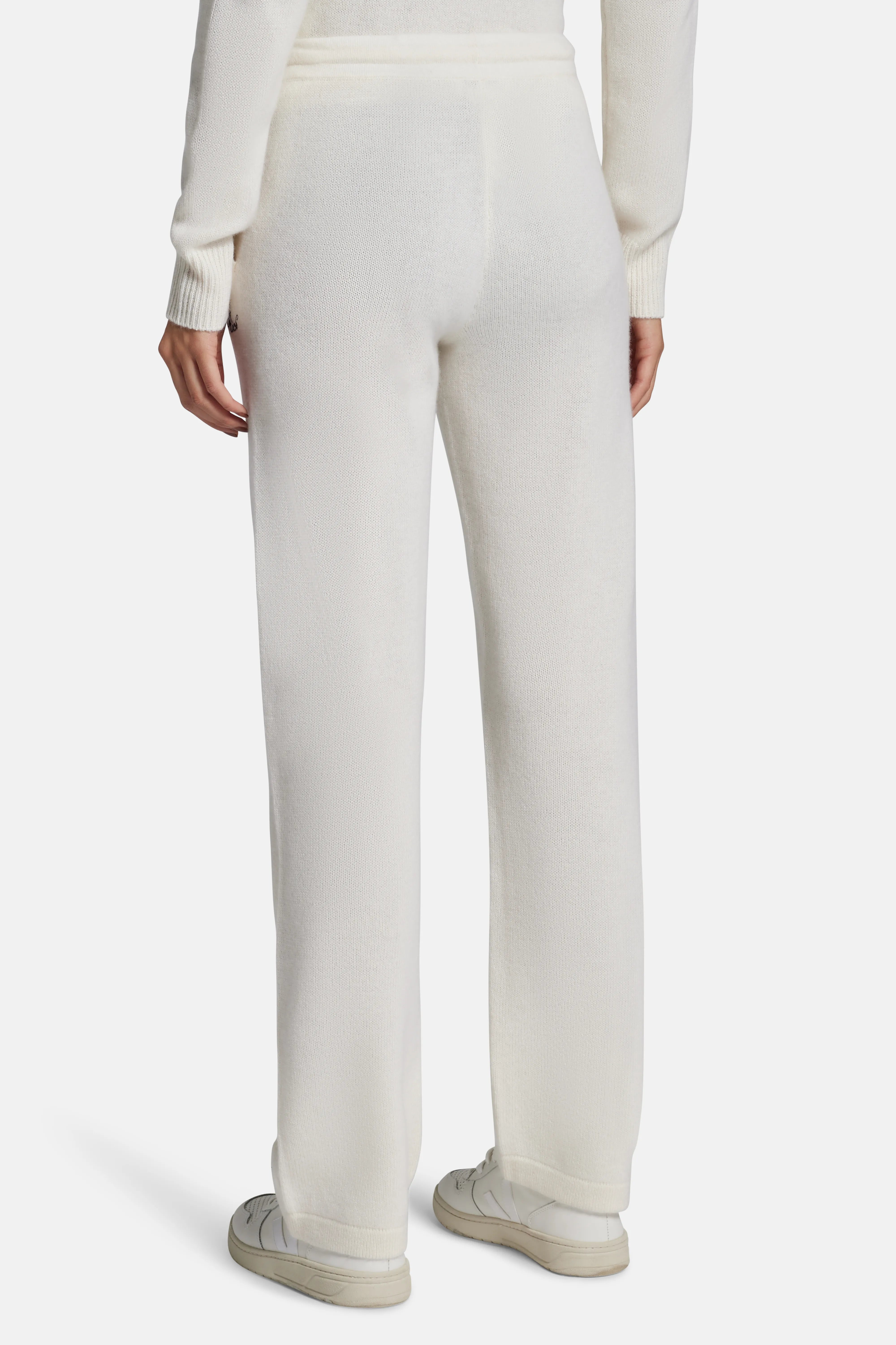 Vendome Script Cashmere Pants in Cream