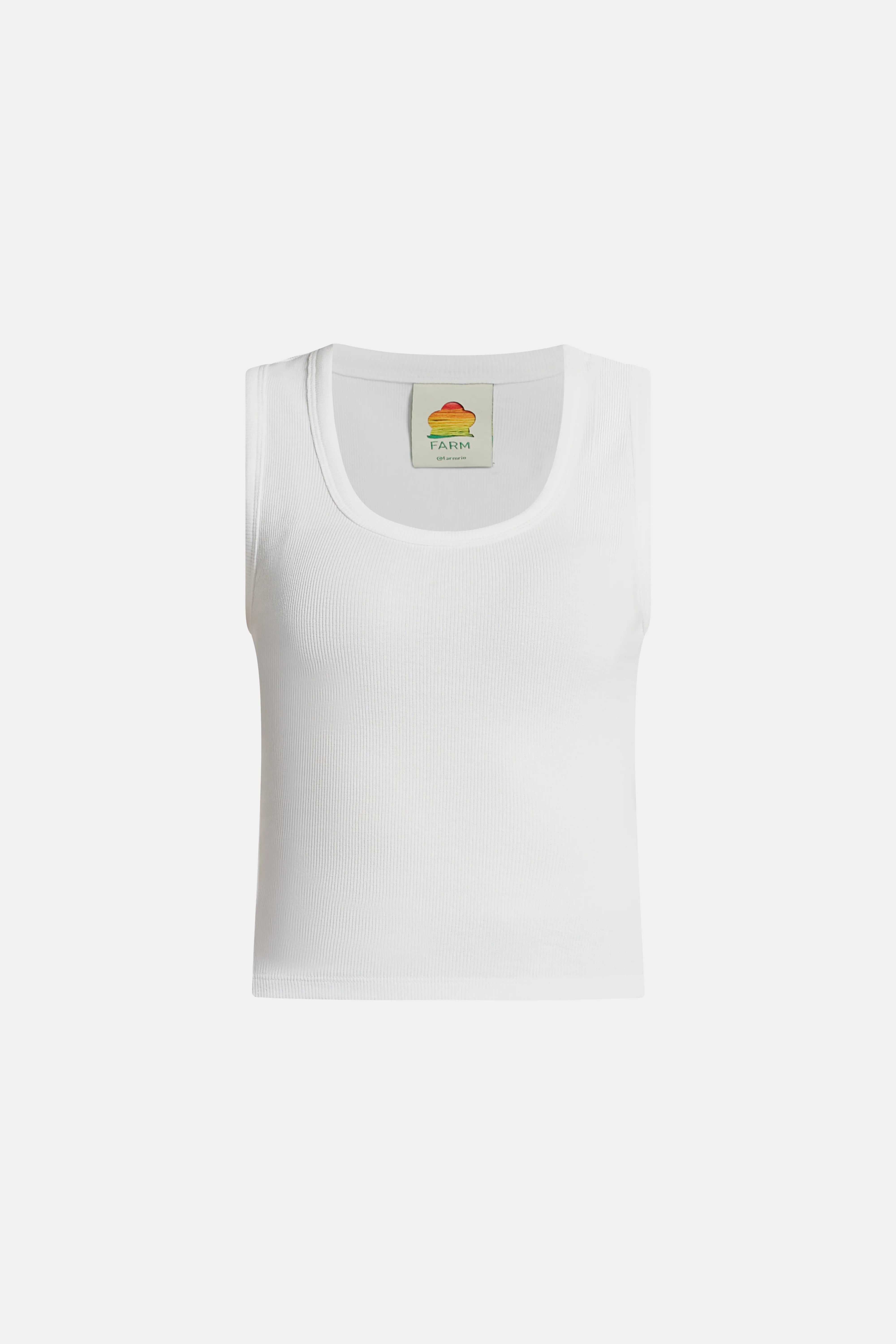 Banana Embroidered Cotton Tank Top in White