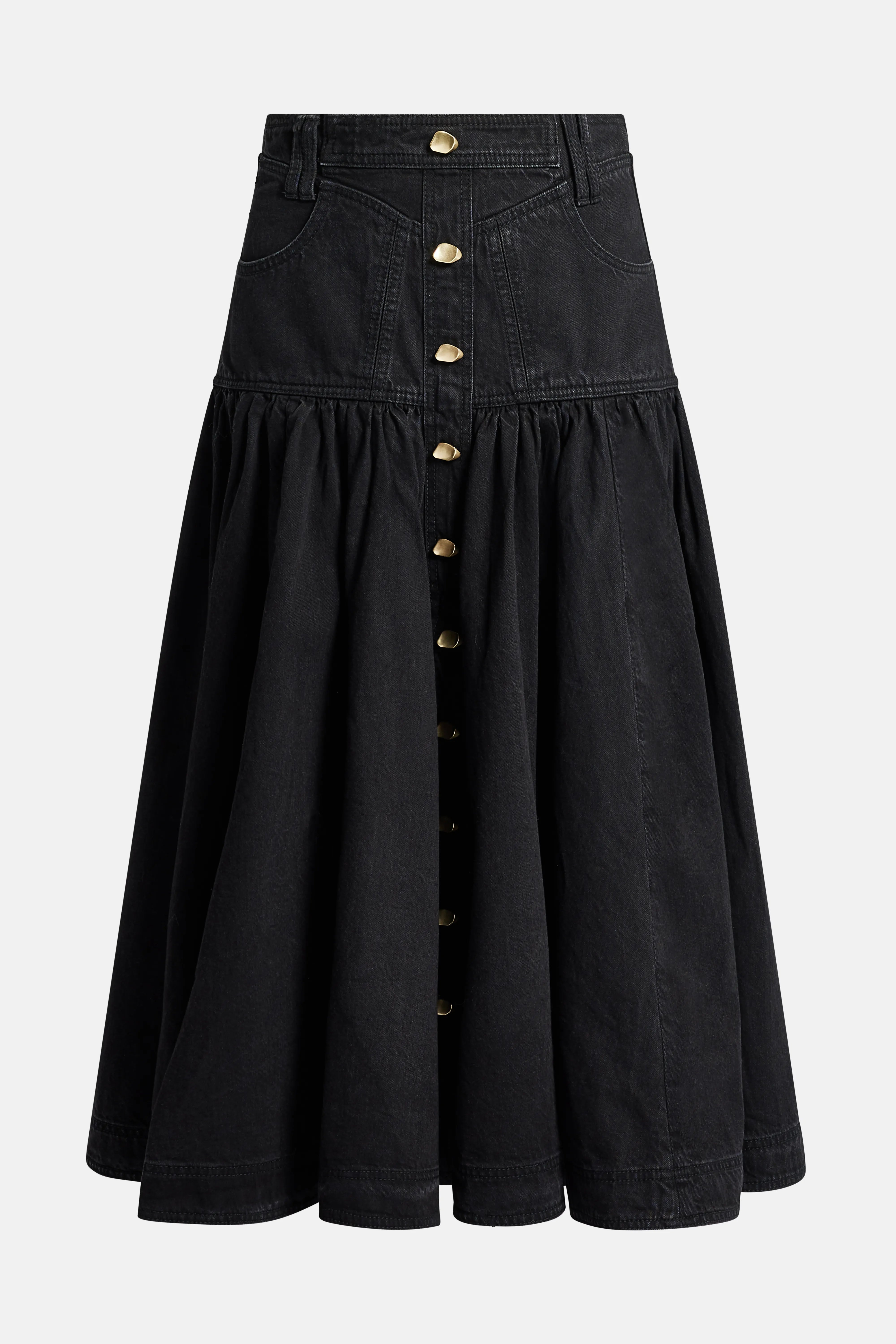 Maya Denim Midi Skirt in Black