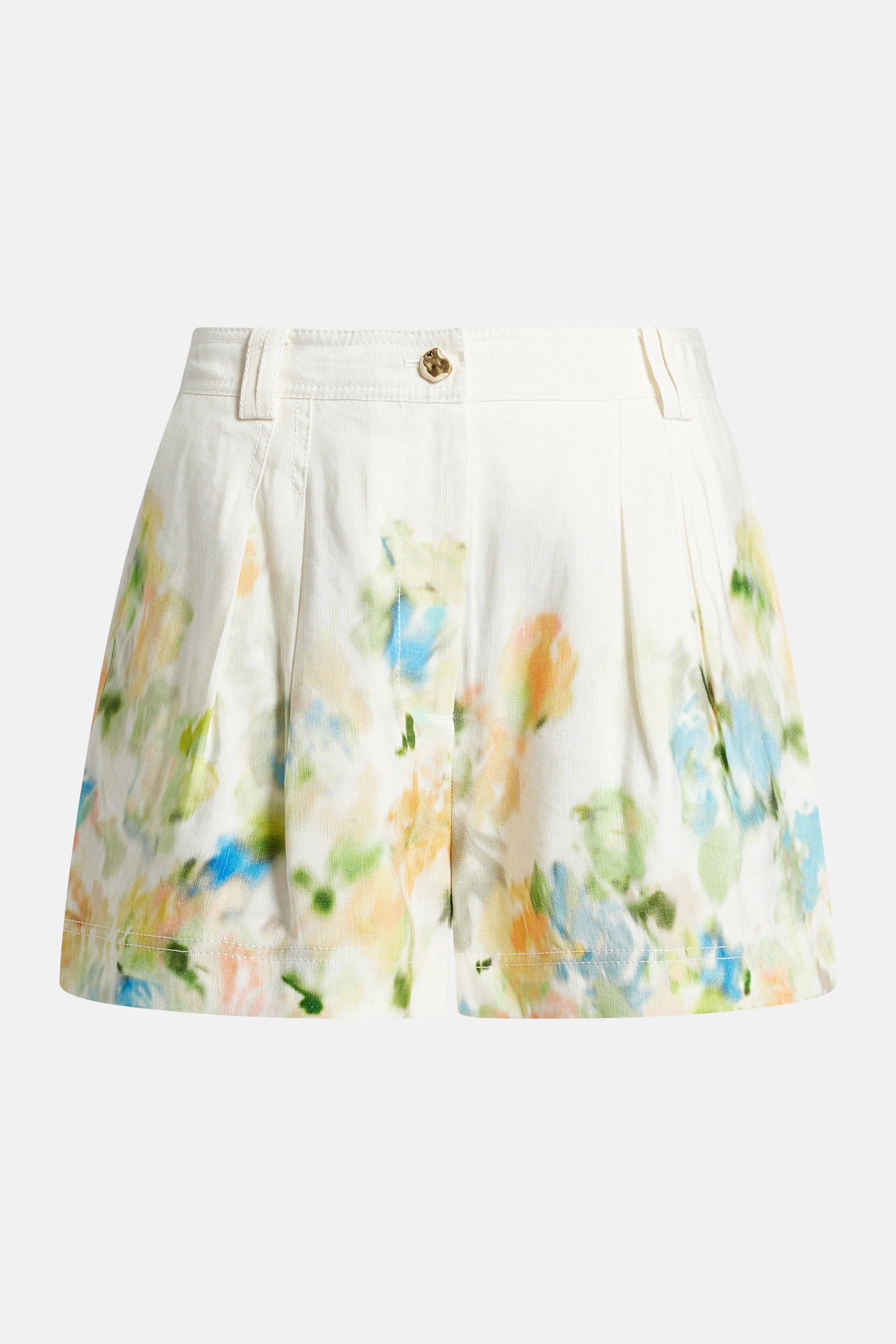 Romantica Linen Floral Shorts in White