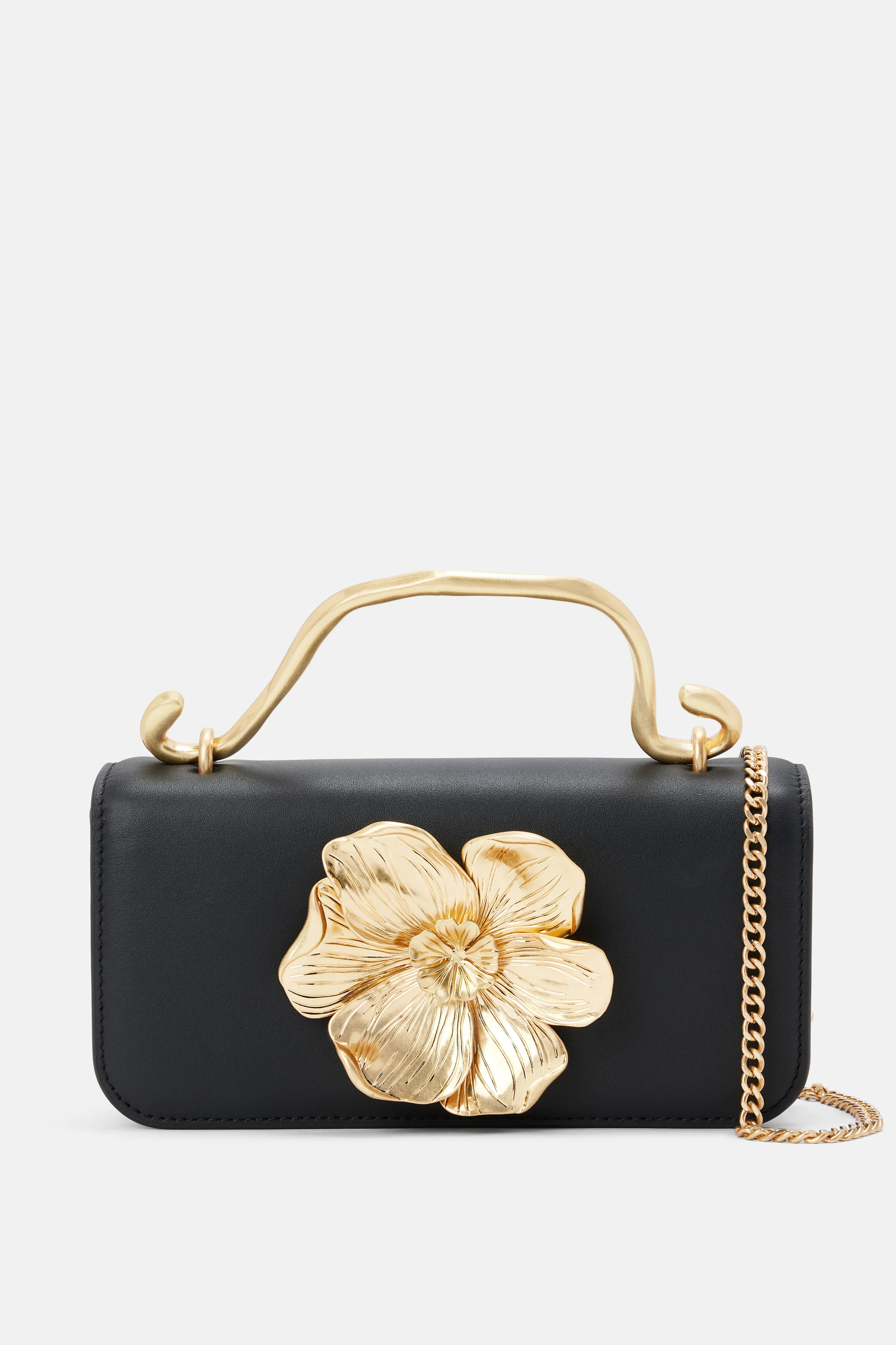 Alessia Floral Clutch Bag in Black and Gold