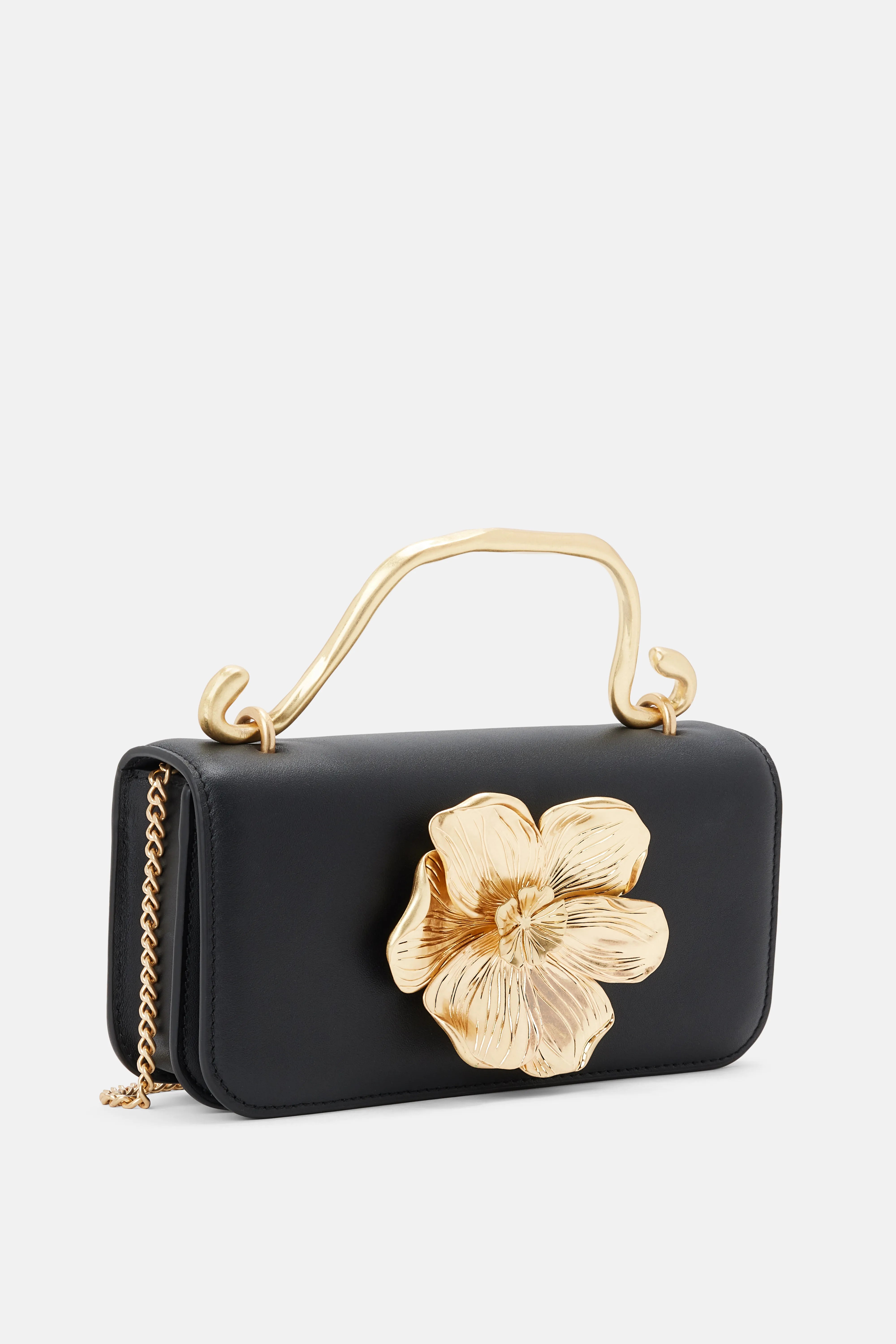 Alessia Floral Clutch Bag in Black and Gold