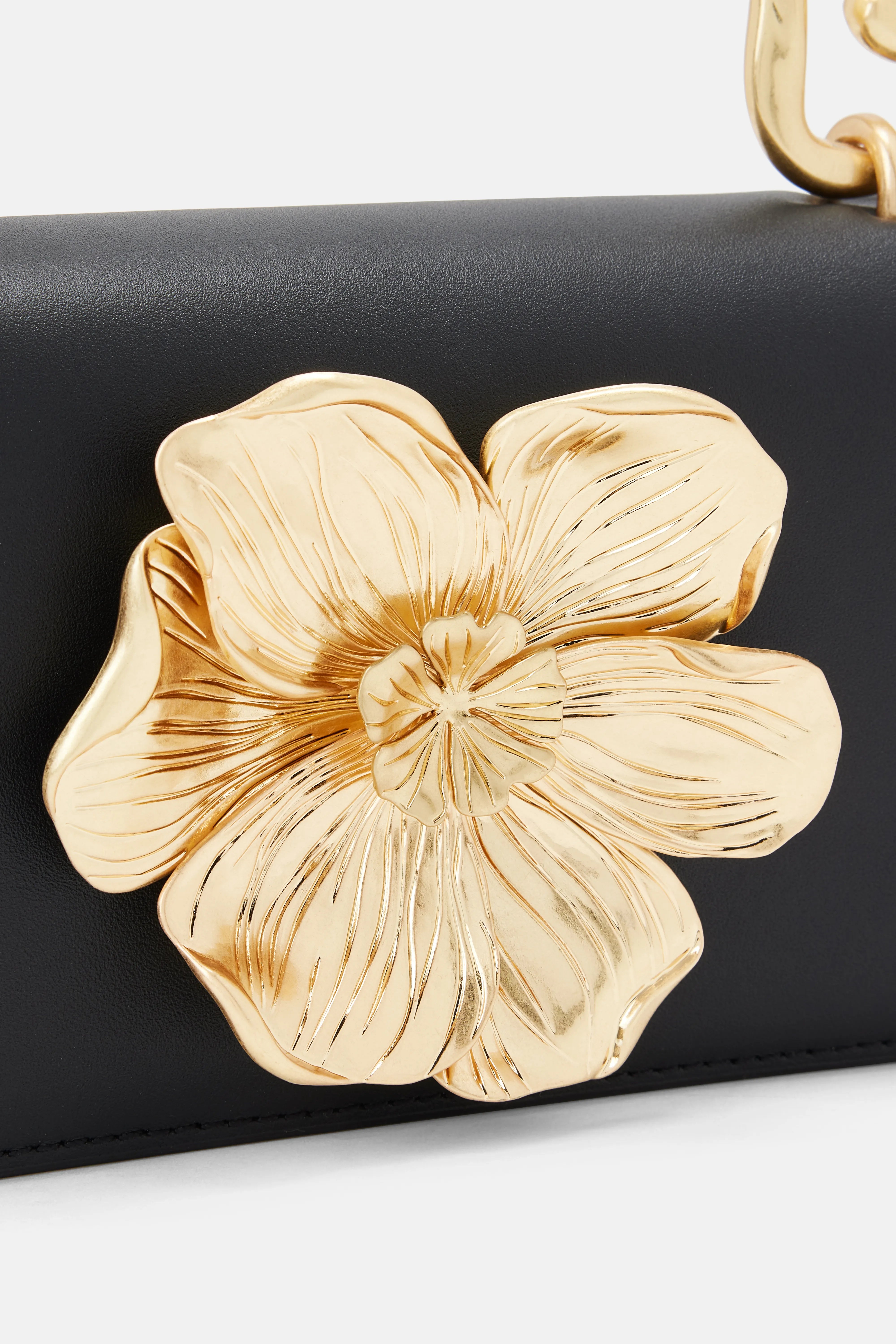 Alessia Floral Clutch Bag in Black and Gold