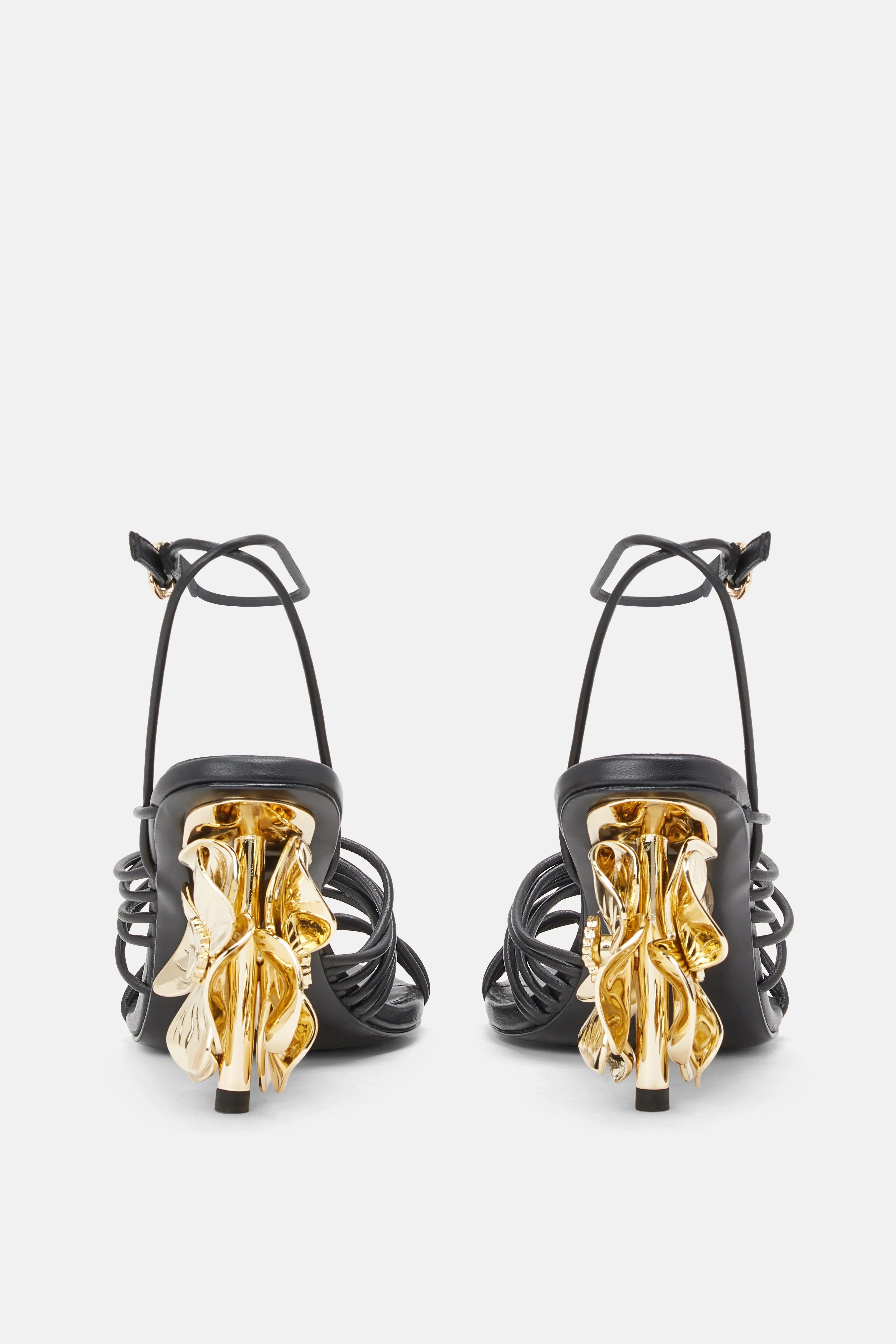 Moonstuck Bloom Heels in Black and Gold