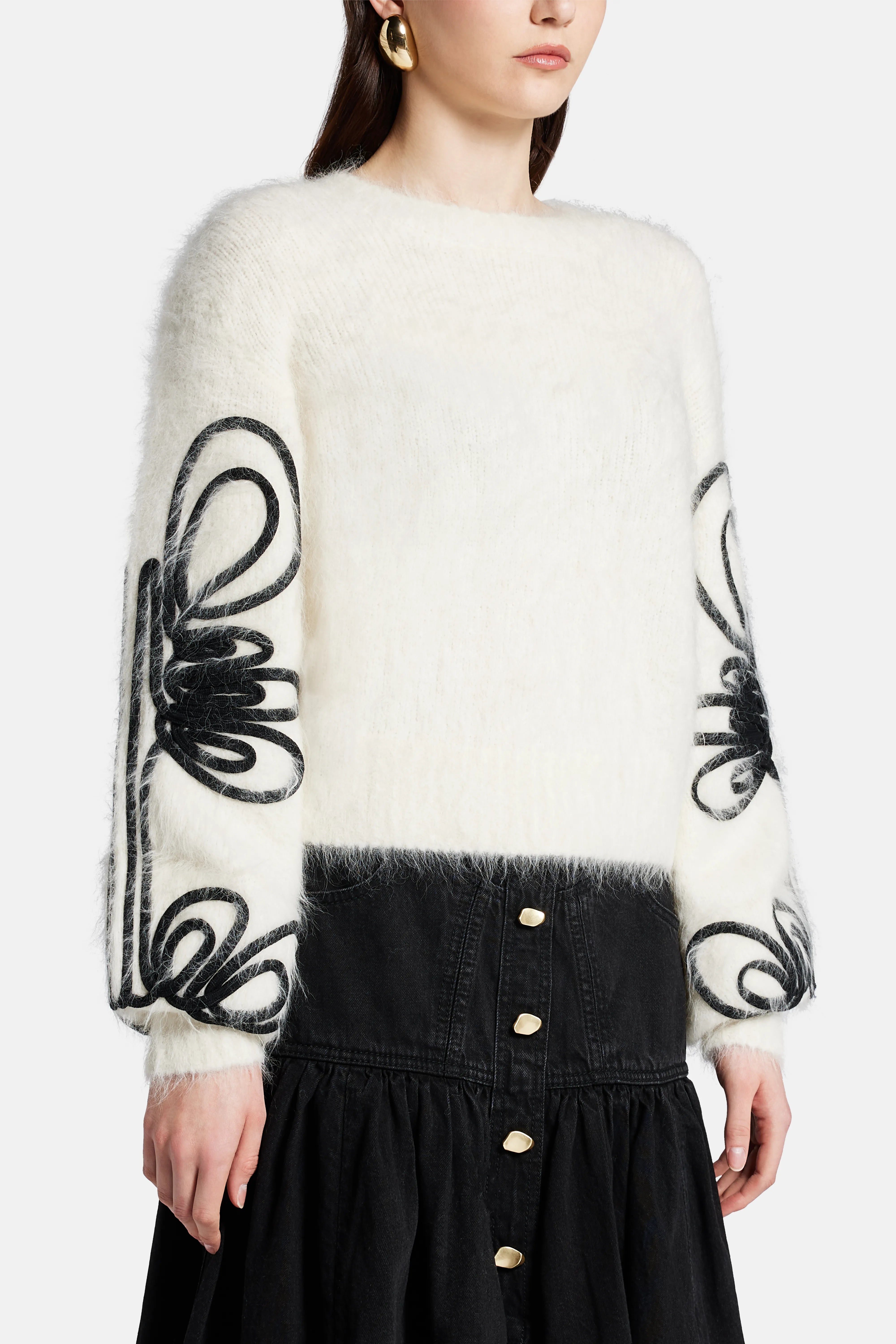 Freeflow Blouson Sleeve Knit Jumper in White