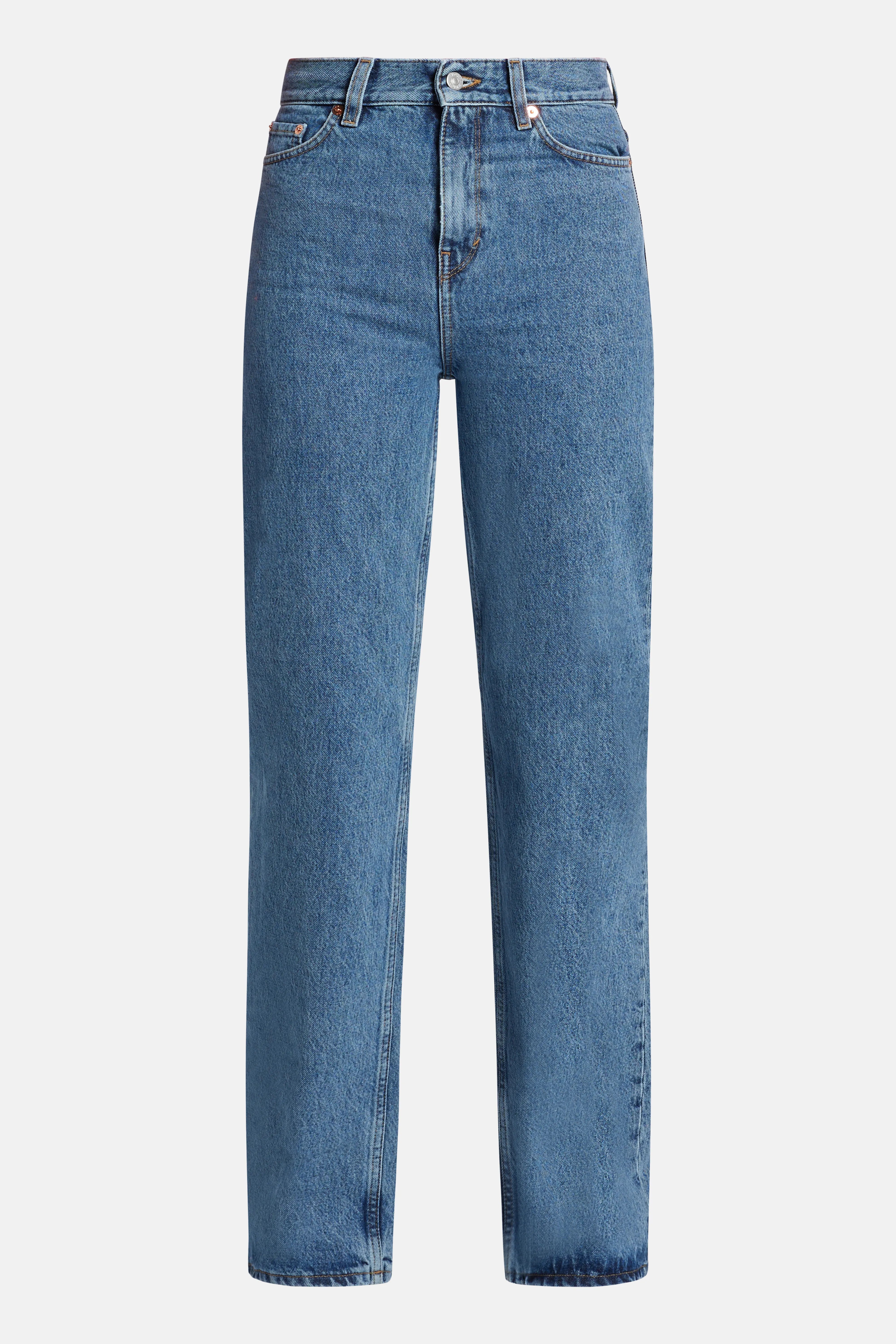 Straight Loose Fit Denim Jeans in Blue