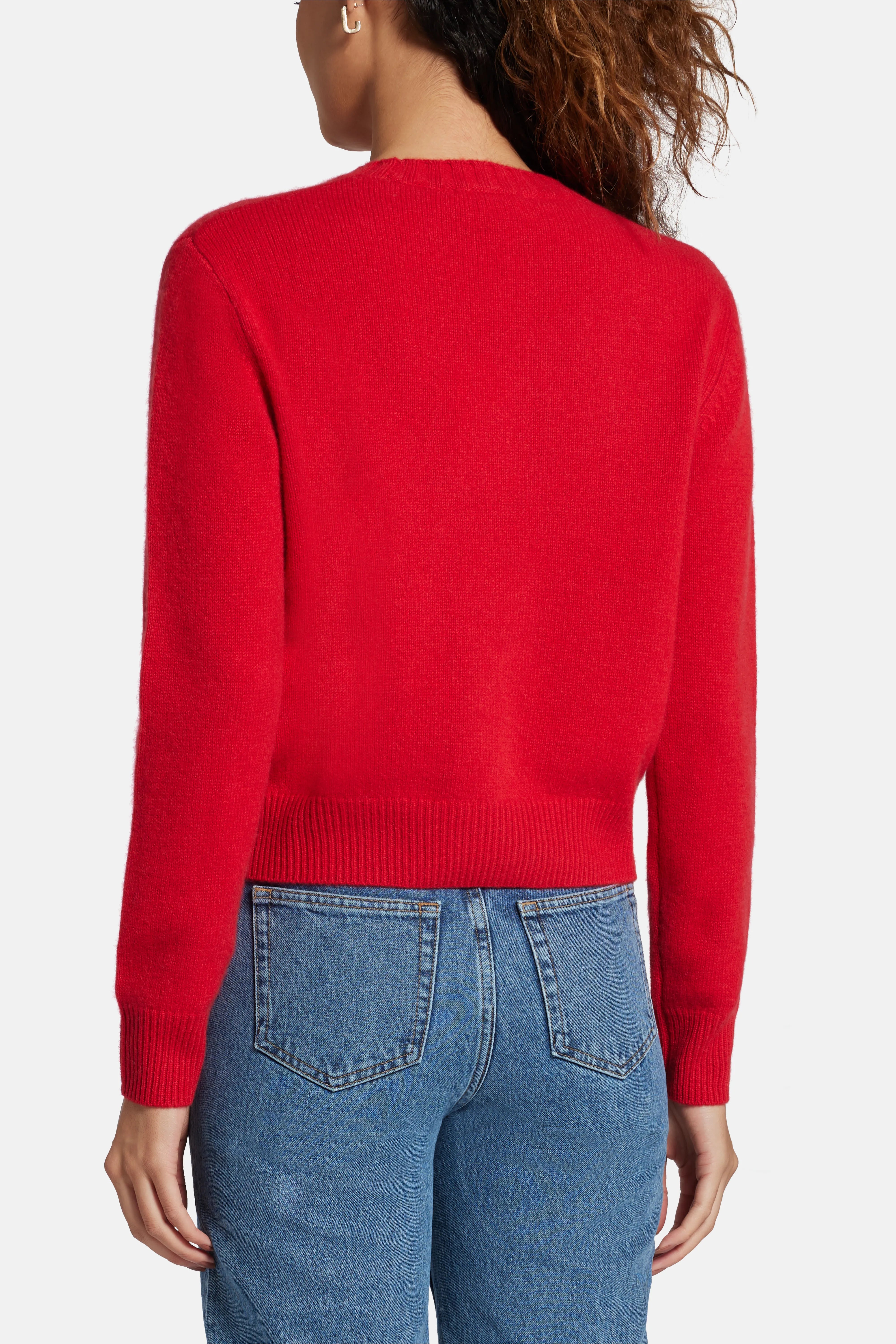 Vendome Script Logo Cashmere Crewneck Sweatshirt in Red