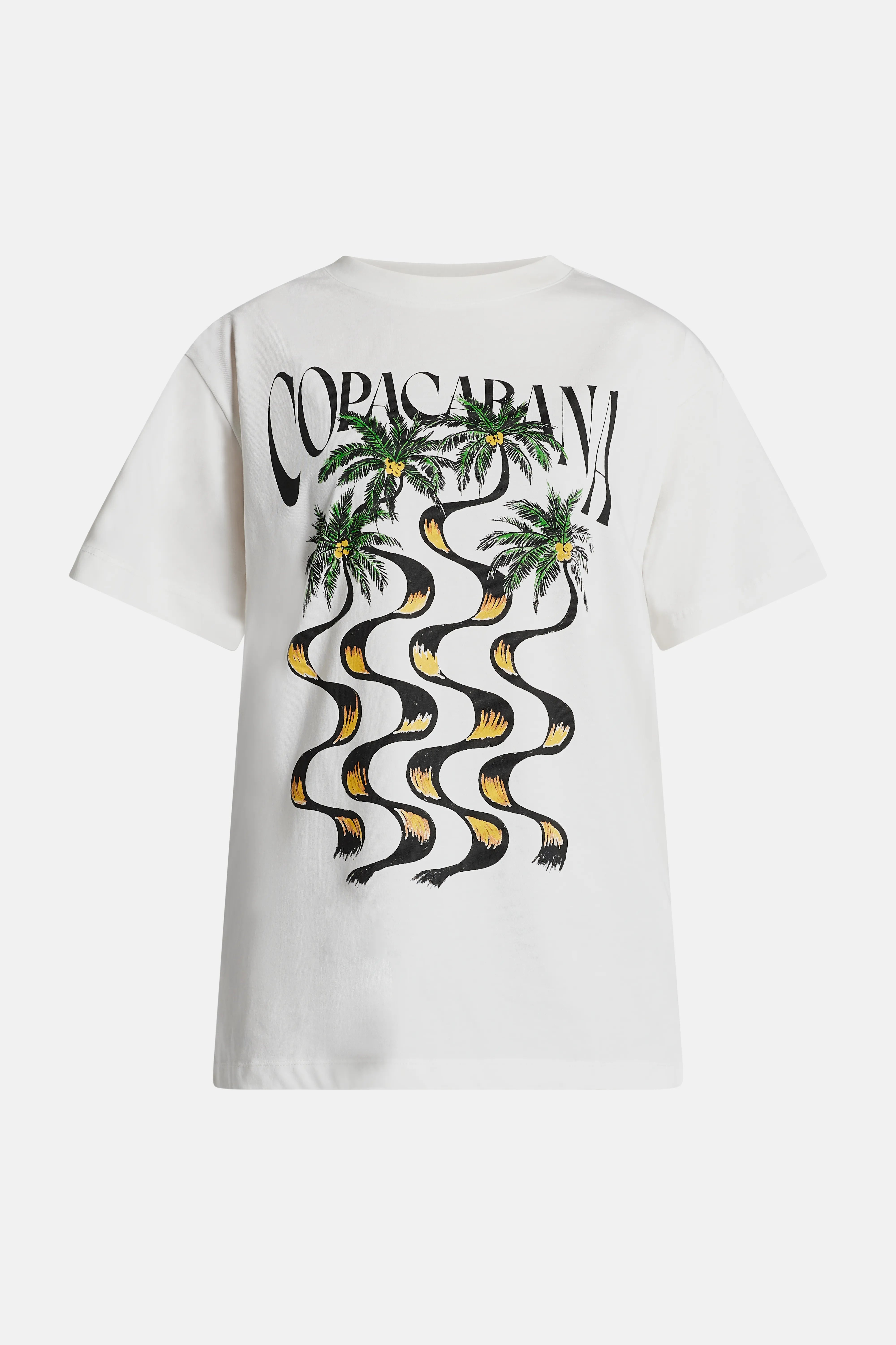 Copacabana Relaxed Cotton Round Neck T-Shirt in White