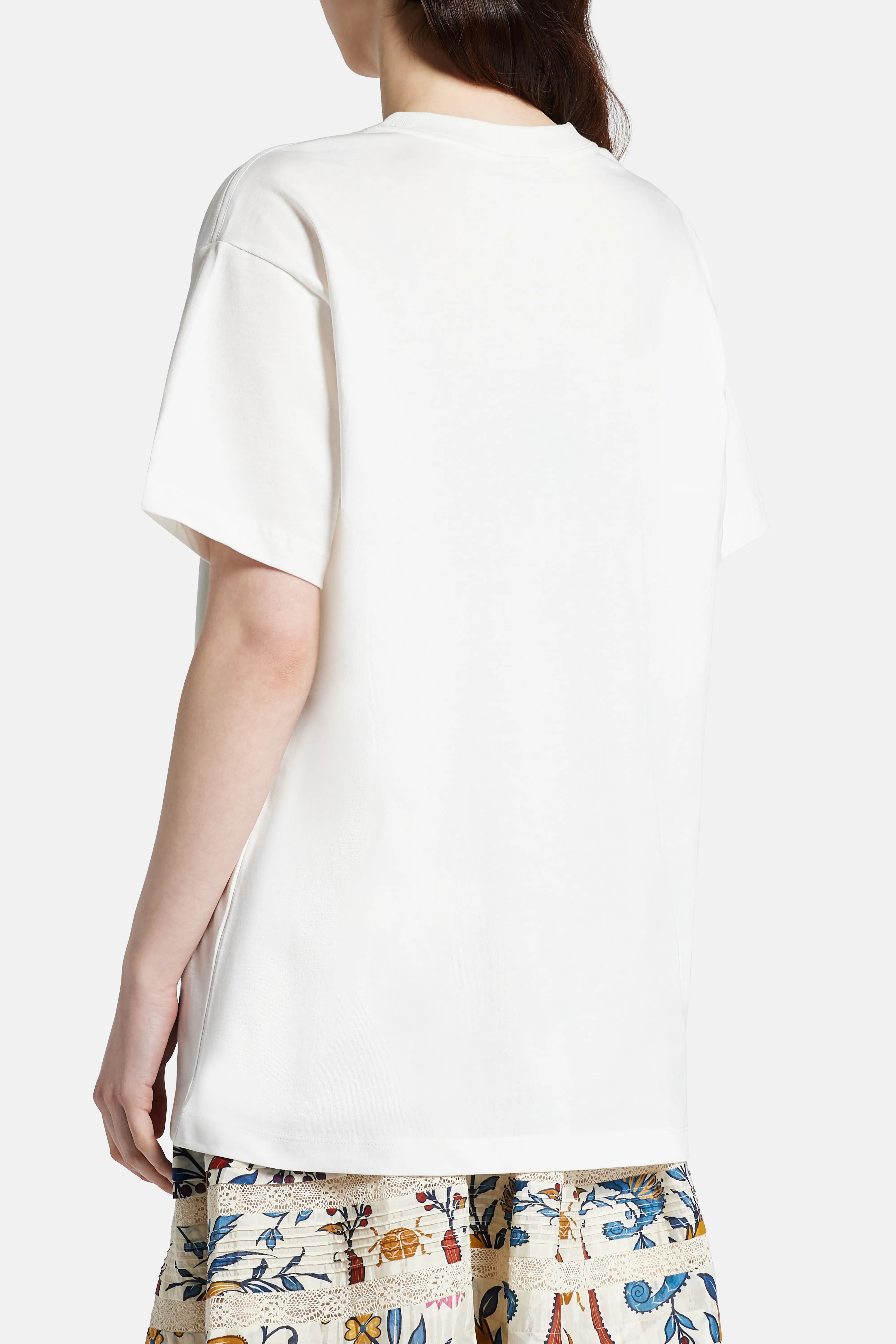 Copacabana Relaxed Cotton Round Neck T-Shirt in White