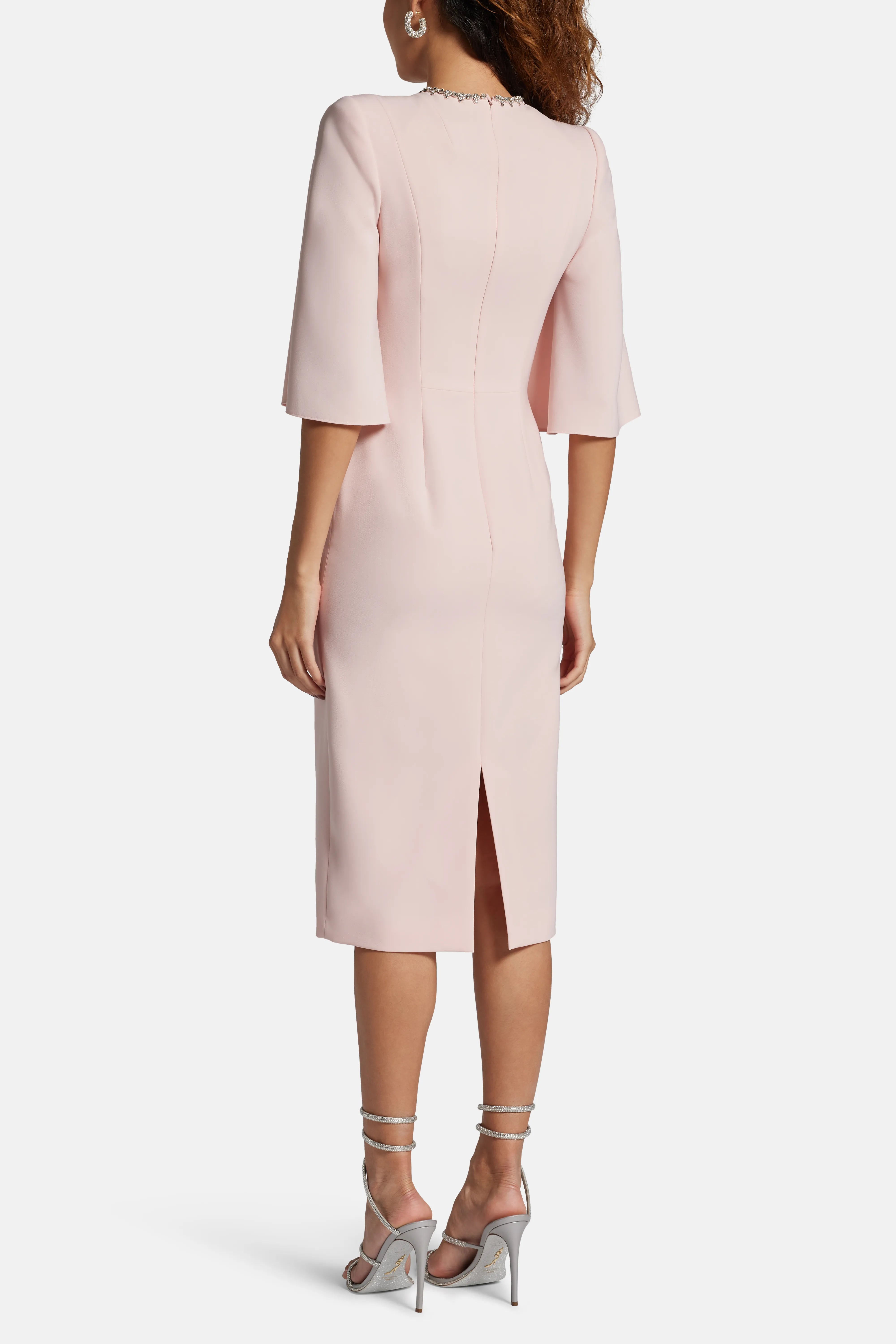 Grace Embellished Cocktail Midi Dress in Pink