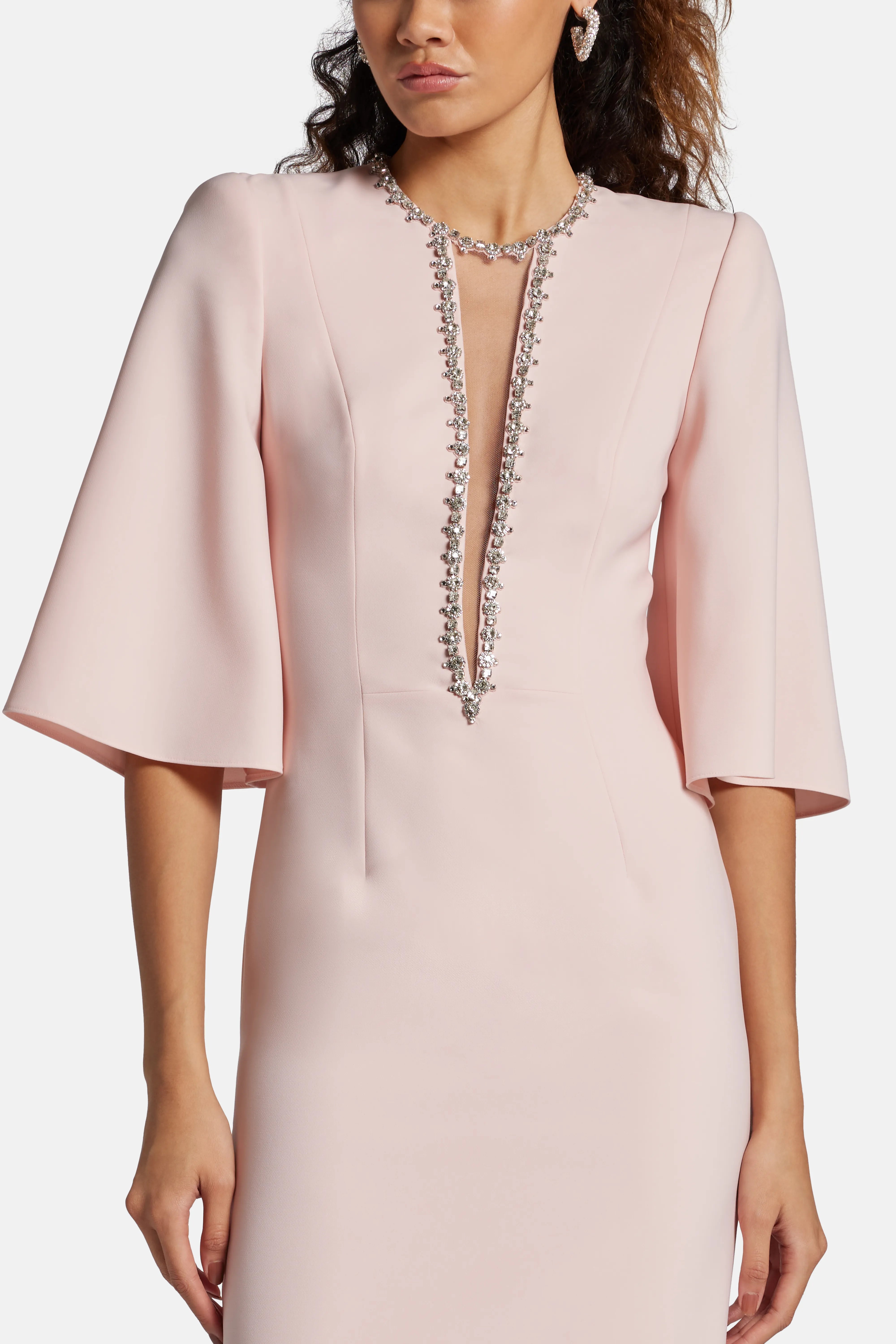 Grace Embellished Cocktail Midi Dress in Pink