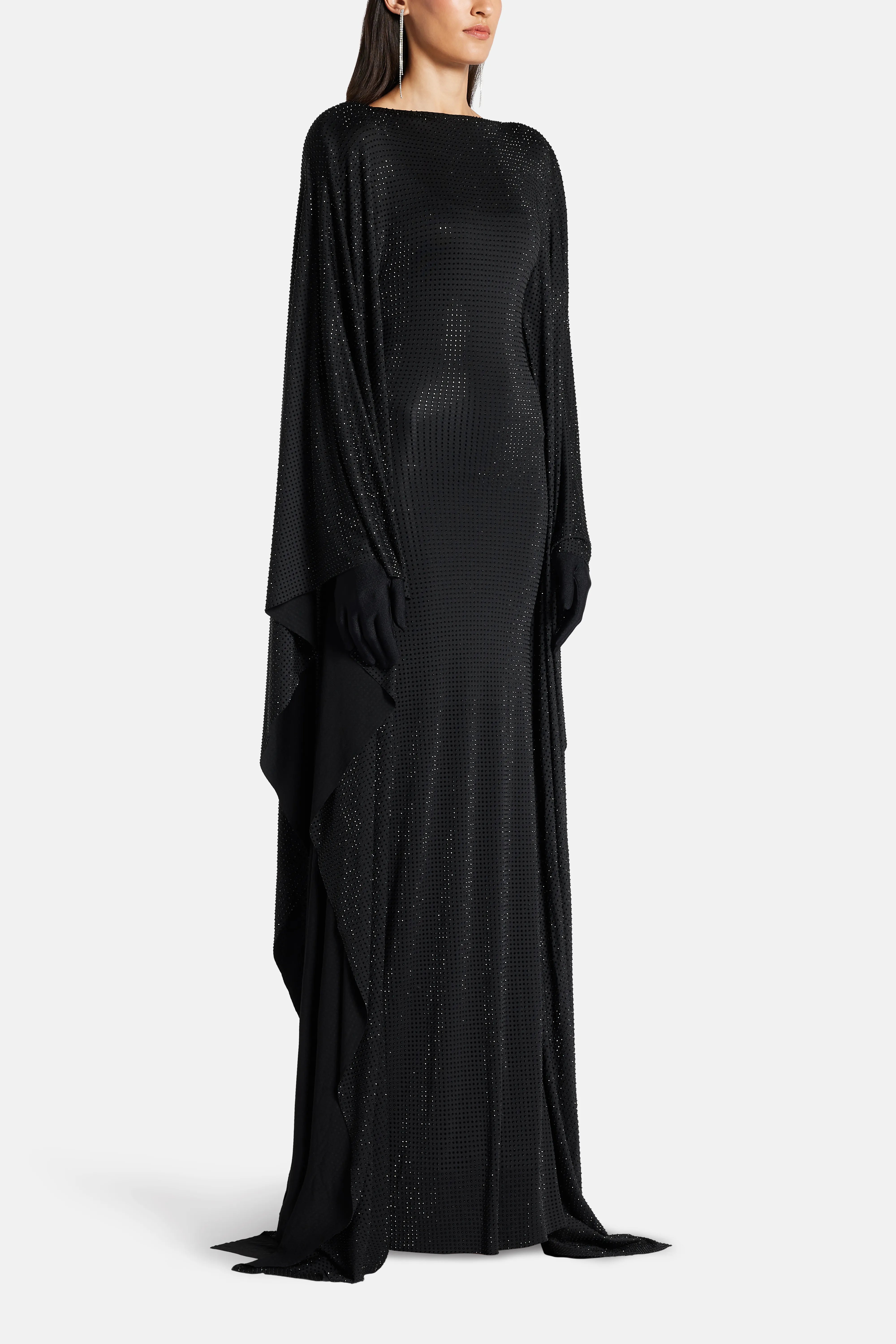 Crystals Studded Kaftan in Black