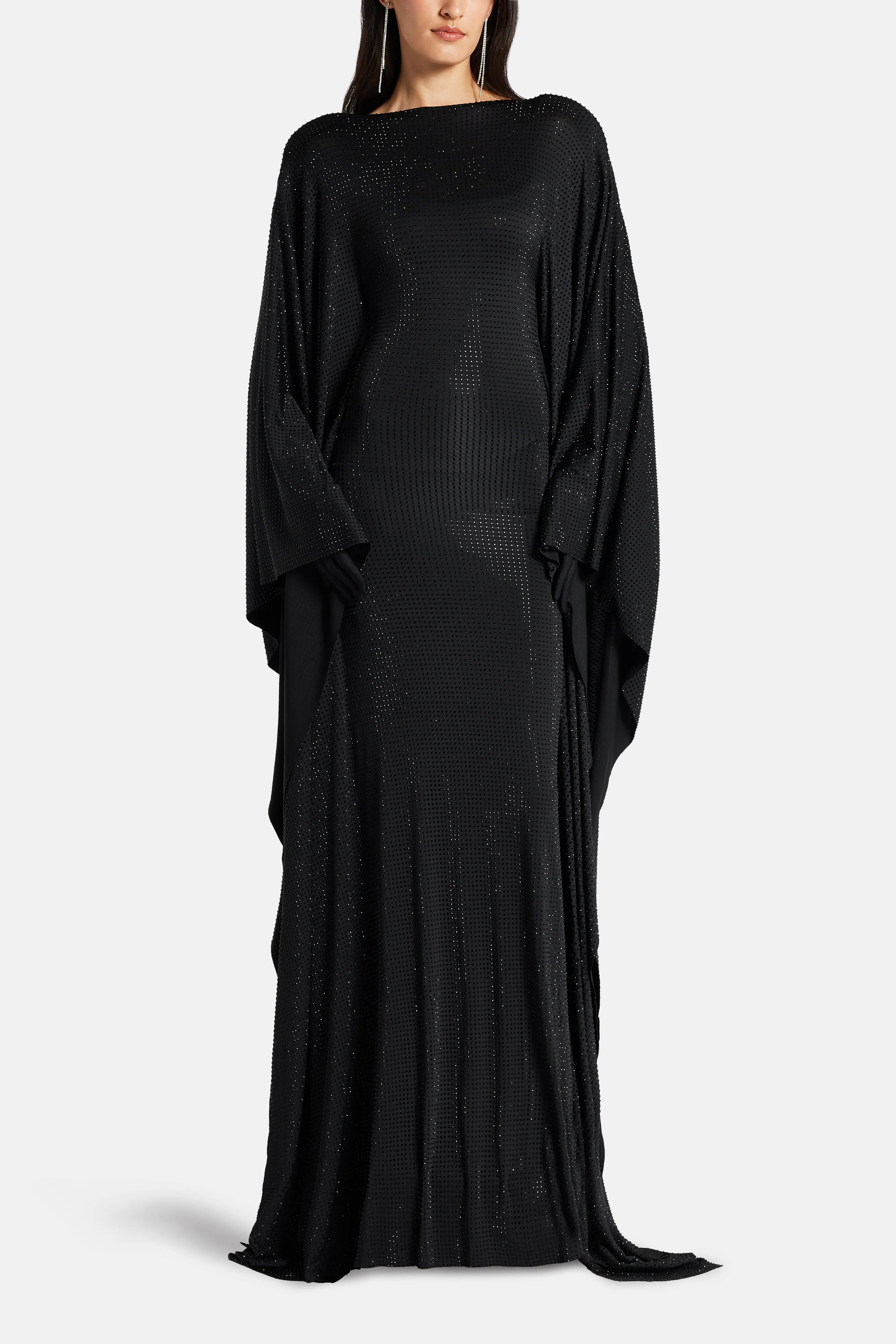 Crystals Studded Kaftan in Black