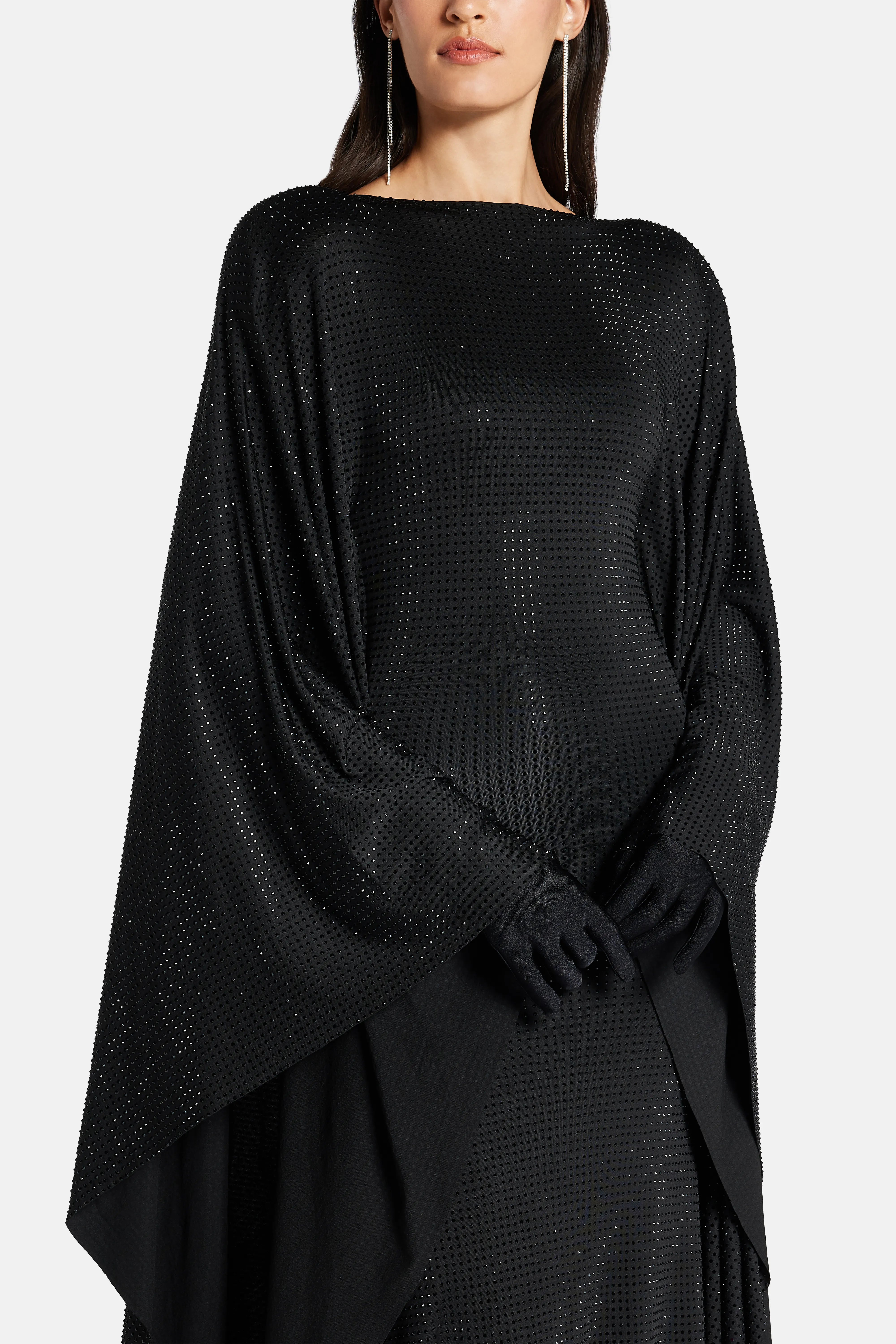 Crystals Studded Kaftan in Black