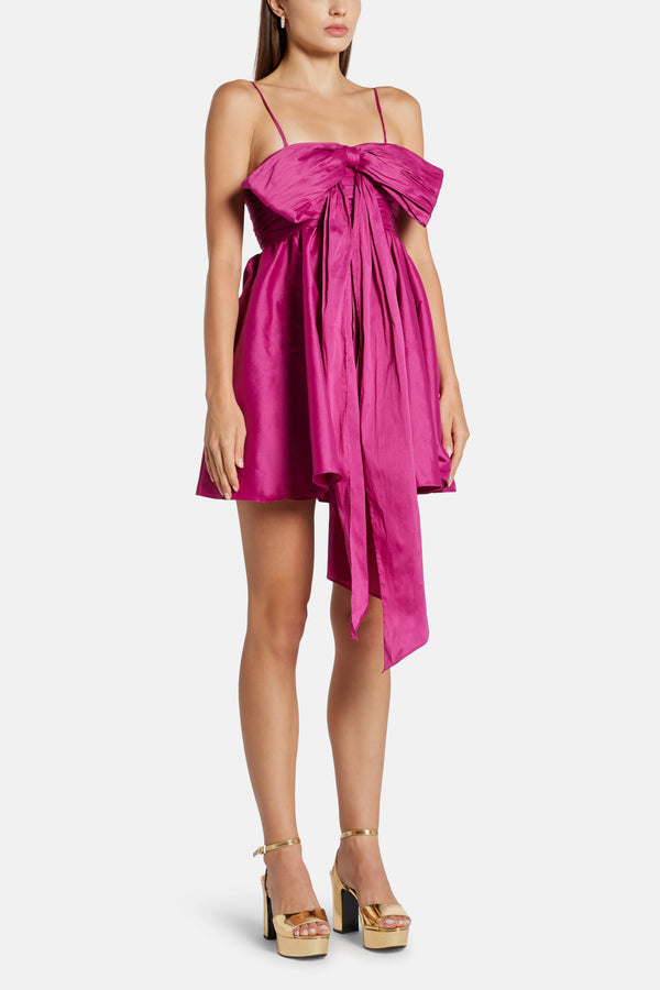 Scarlett Bow Mini Dress in Pink