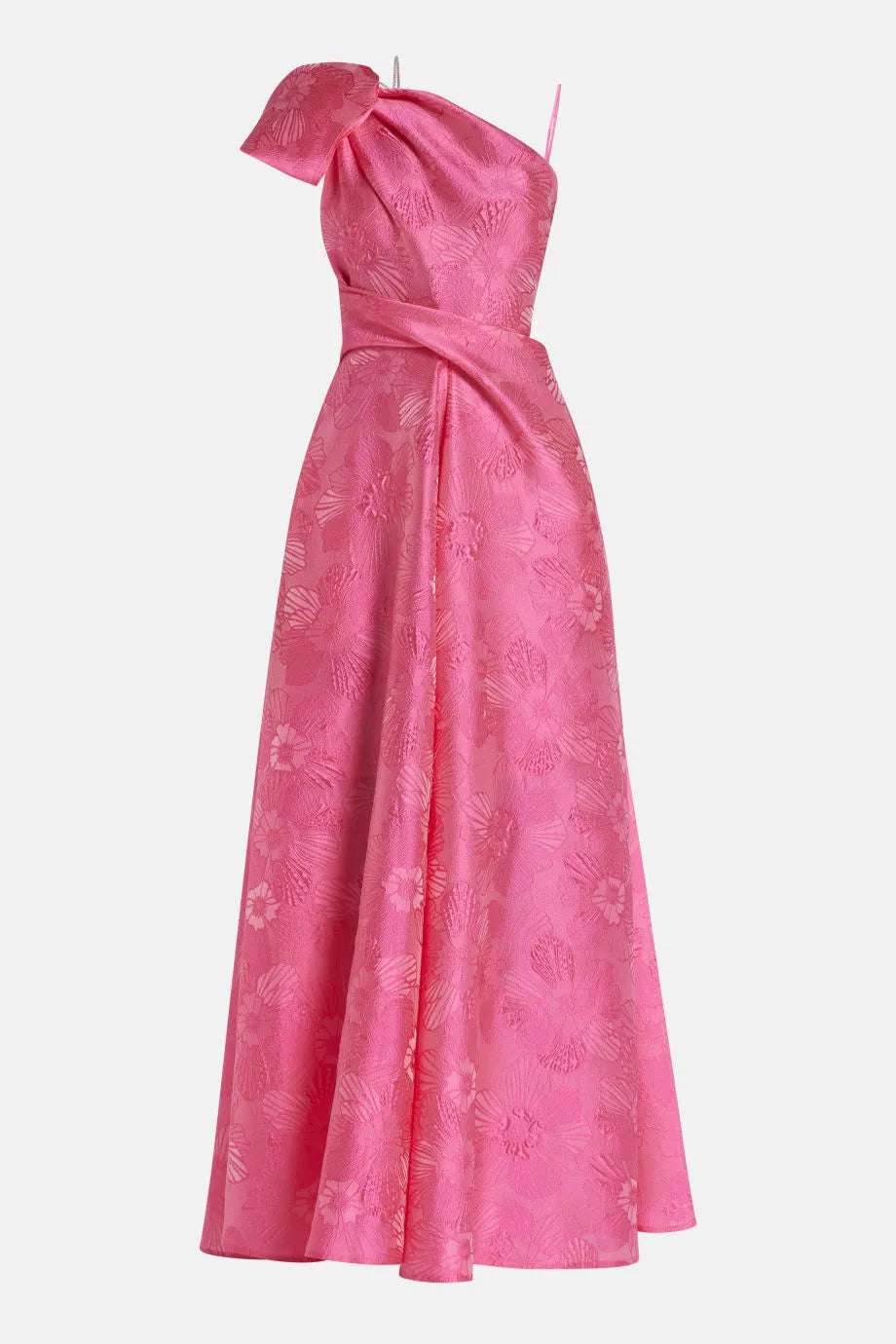 Anemone Jacquard One Shoulder Maxi Dress in Pink