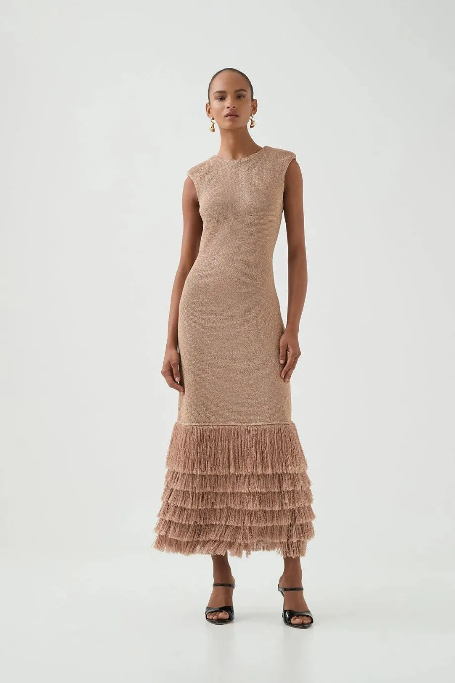 Breeze Knit Sleeveless Midi Dress in Beige