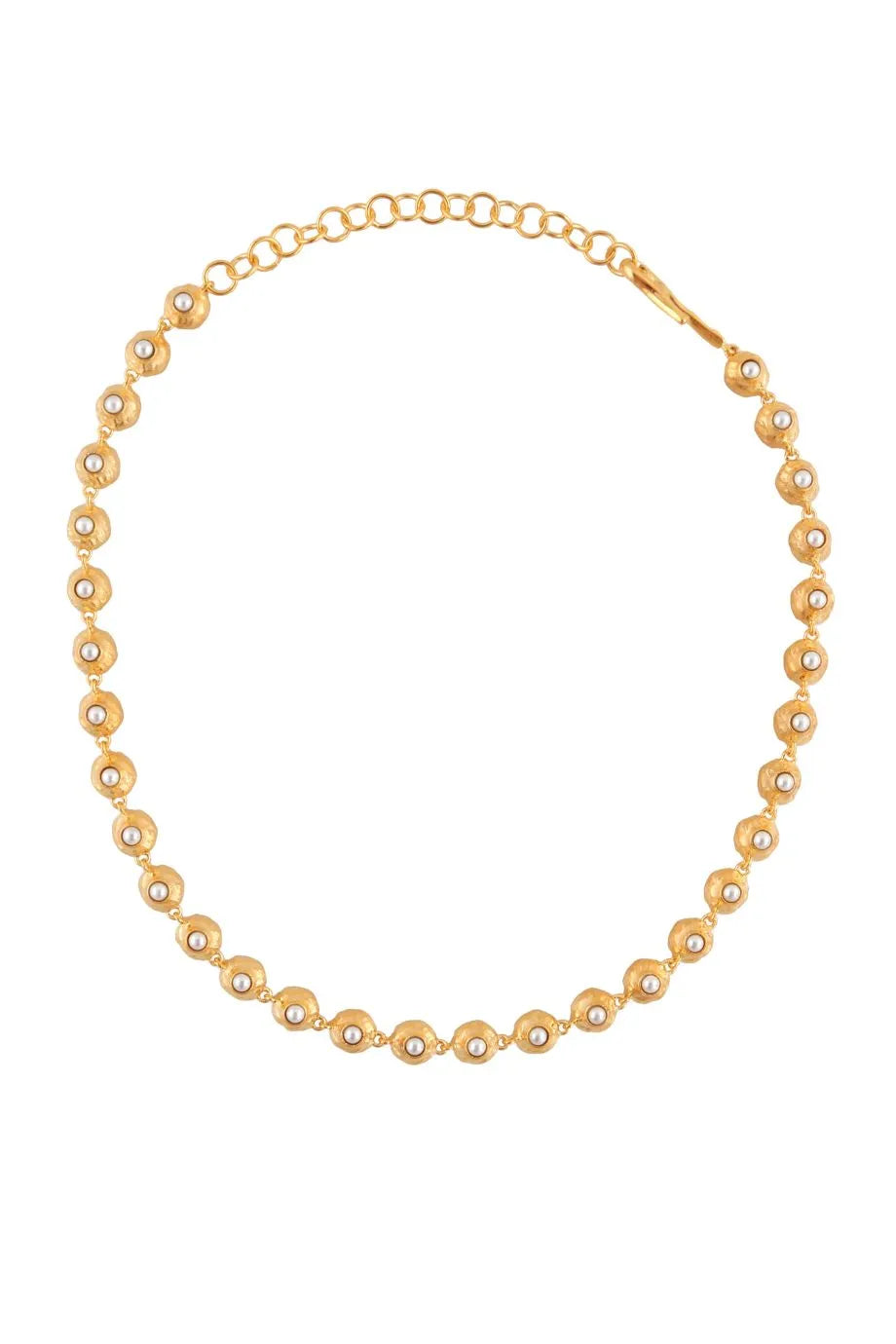 Multi Wave Necklace with Mini Pearls in Gold