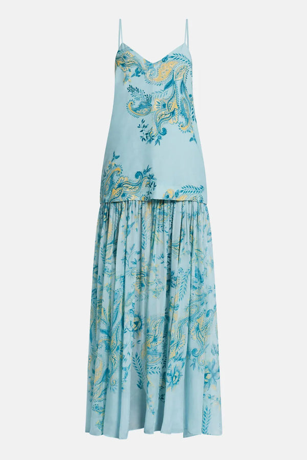 Amari Floral Sleeveless Maxi Dress in Blue