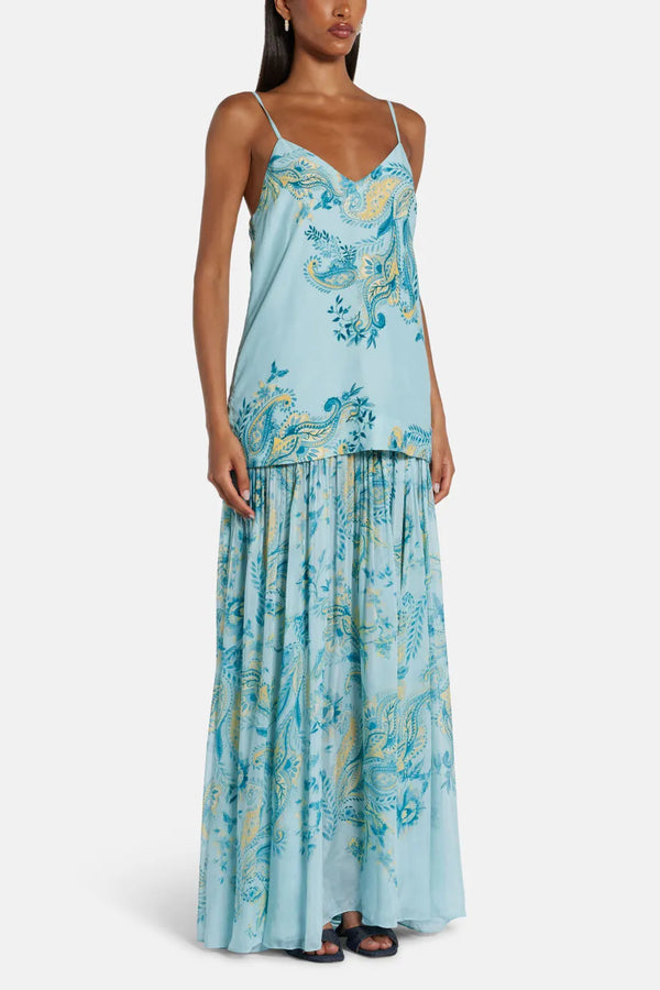Amari Floral Sleeveless Maxi Dress in Blue