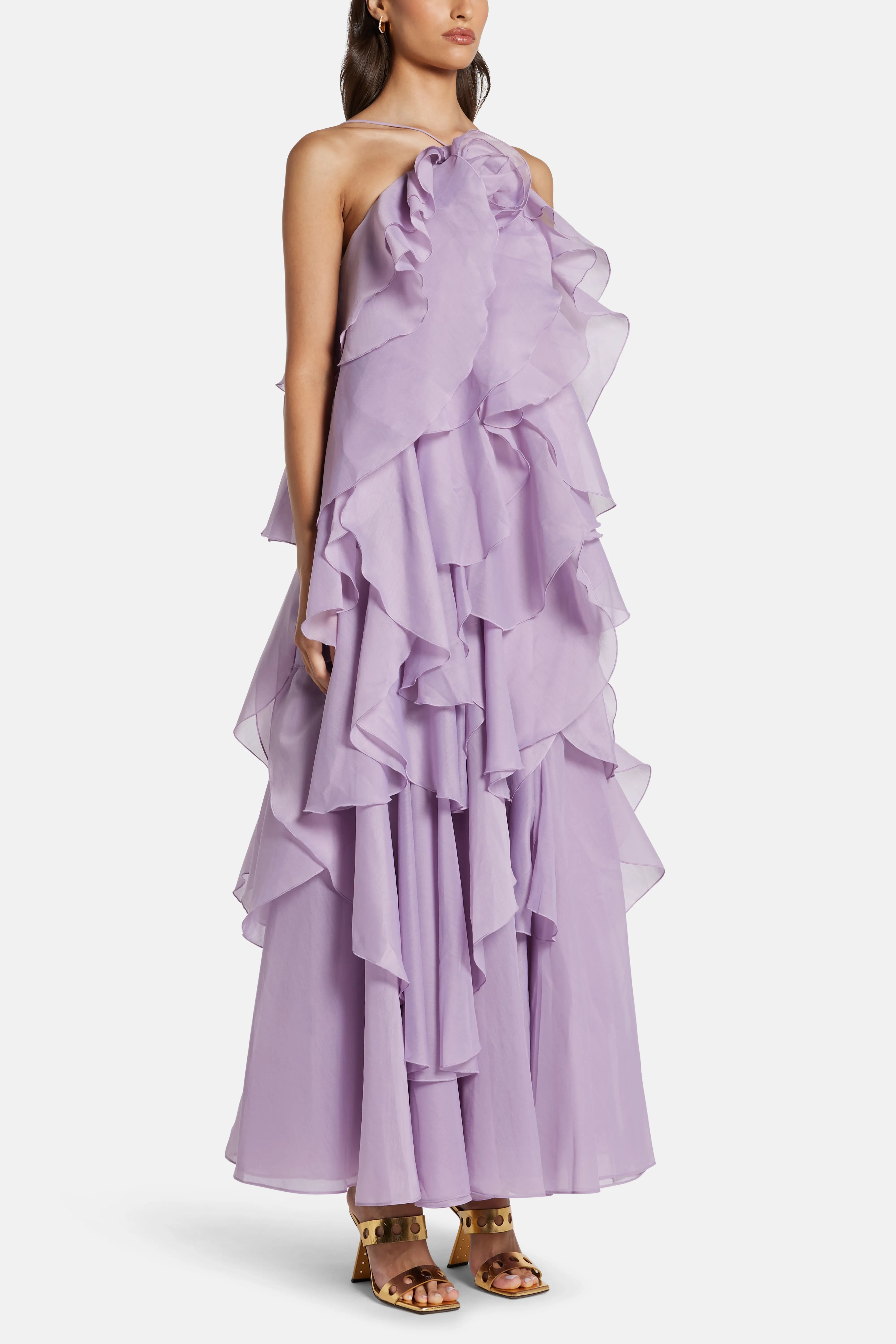 Pandorea Layered Sleeveless Maxi Dress in Purple