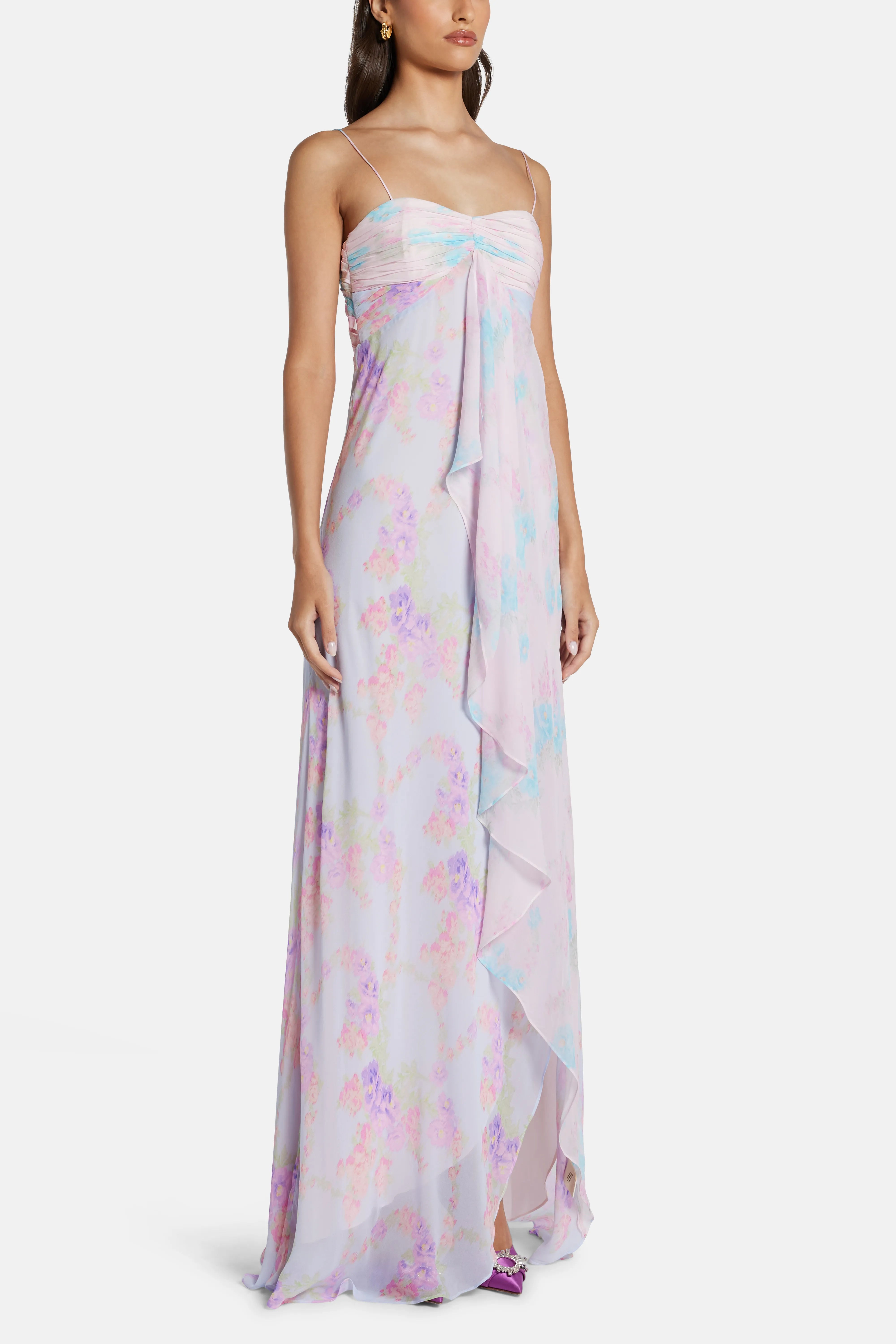 Miu Floral Sleeveless Maxi Dress in Pink
