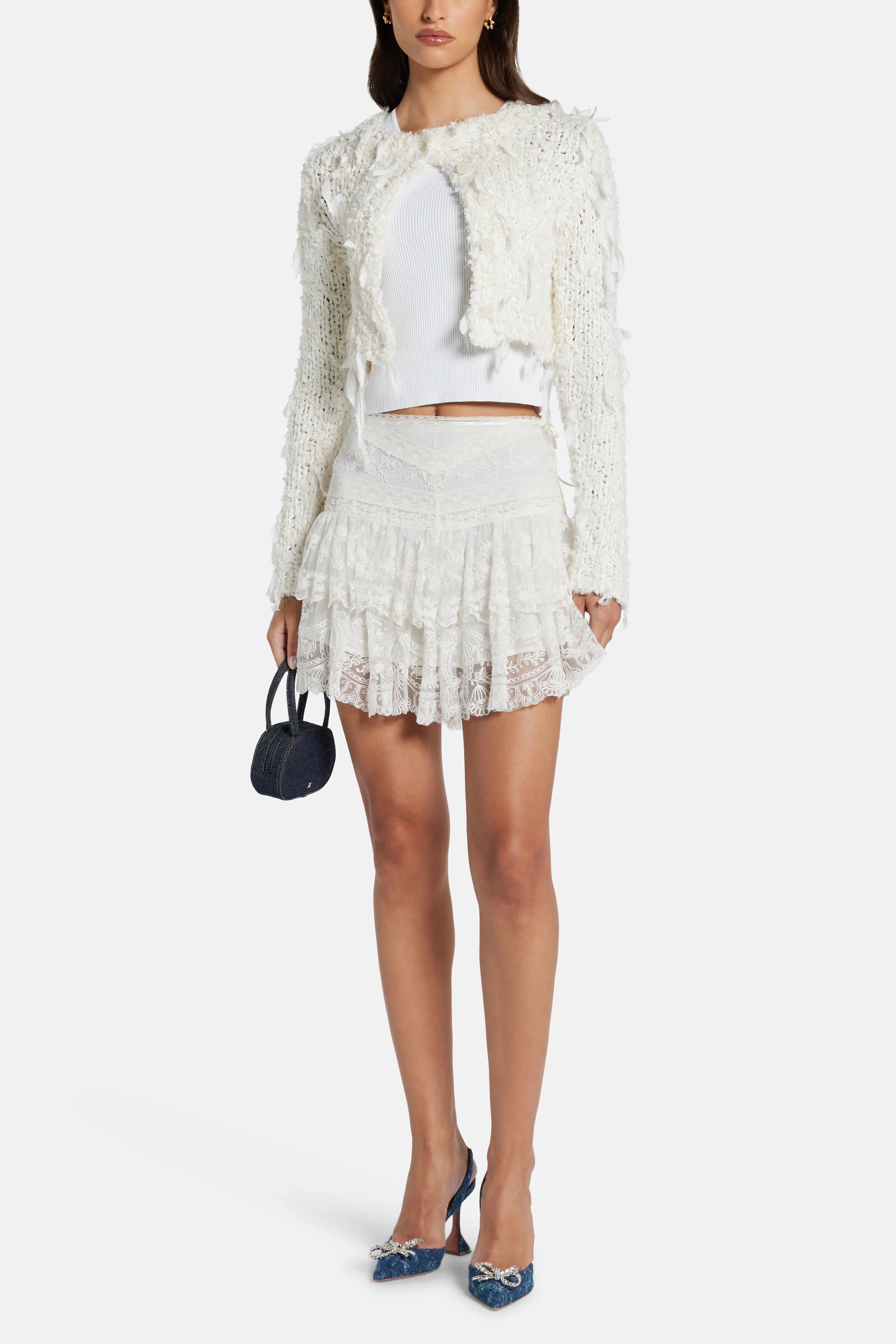 Lesea Ruffle Mini Skirt in White