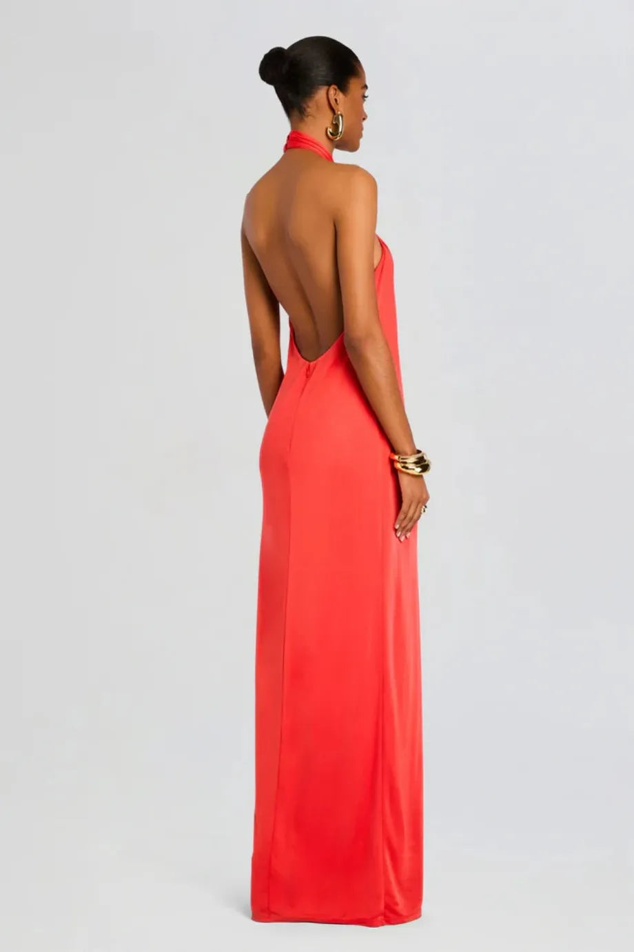 Becs Halter Neck Maxi Dress in Orange