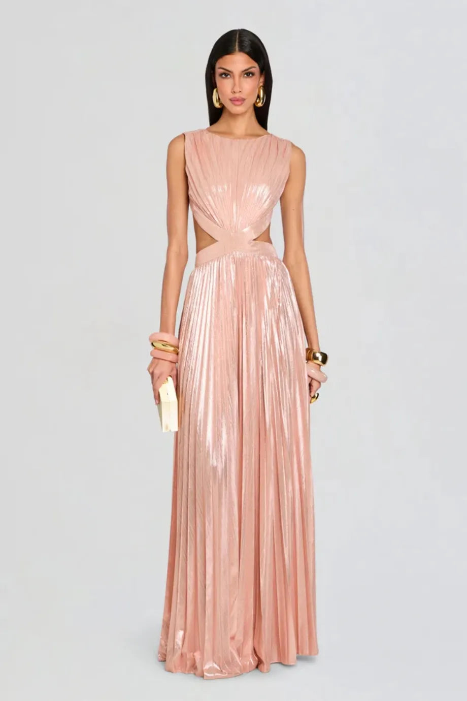 Remington Metallic Cut Out Maxi Dress in Pink