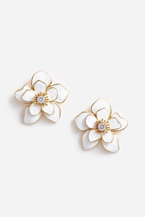 Flower Stud Earrings in Cream