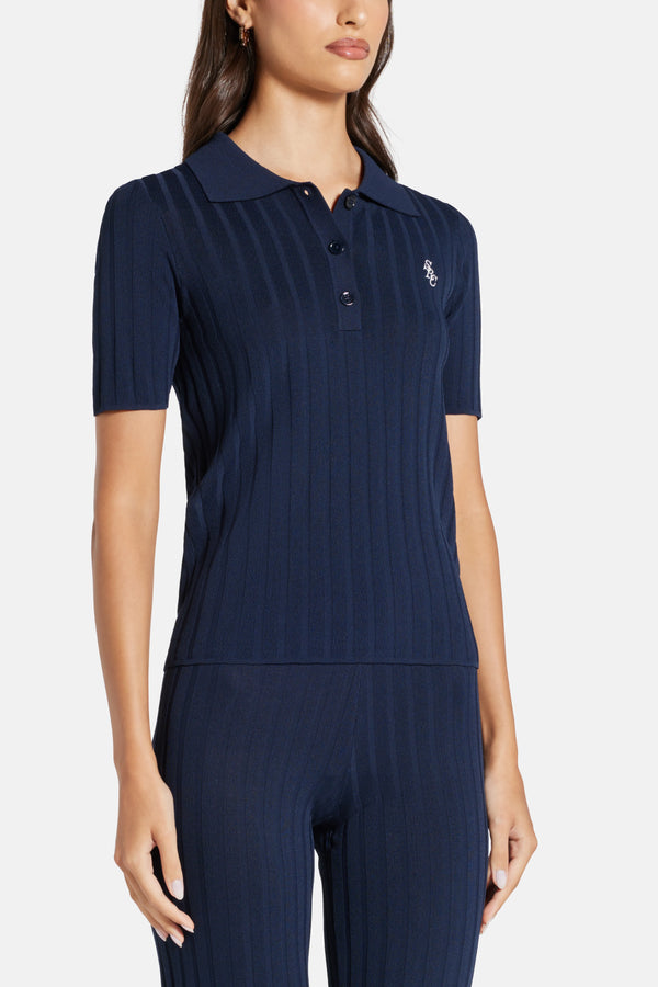 SRC Ribbed Polo T-Shirt in Blue