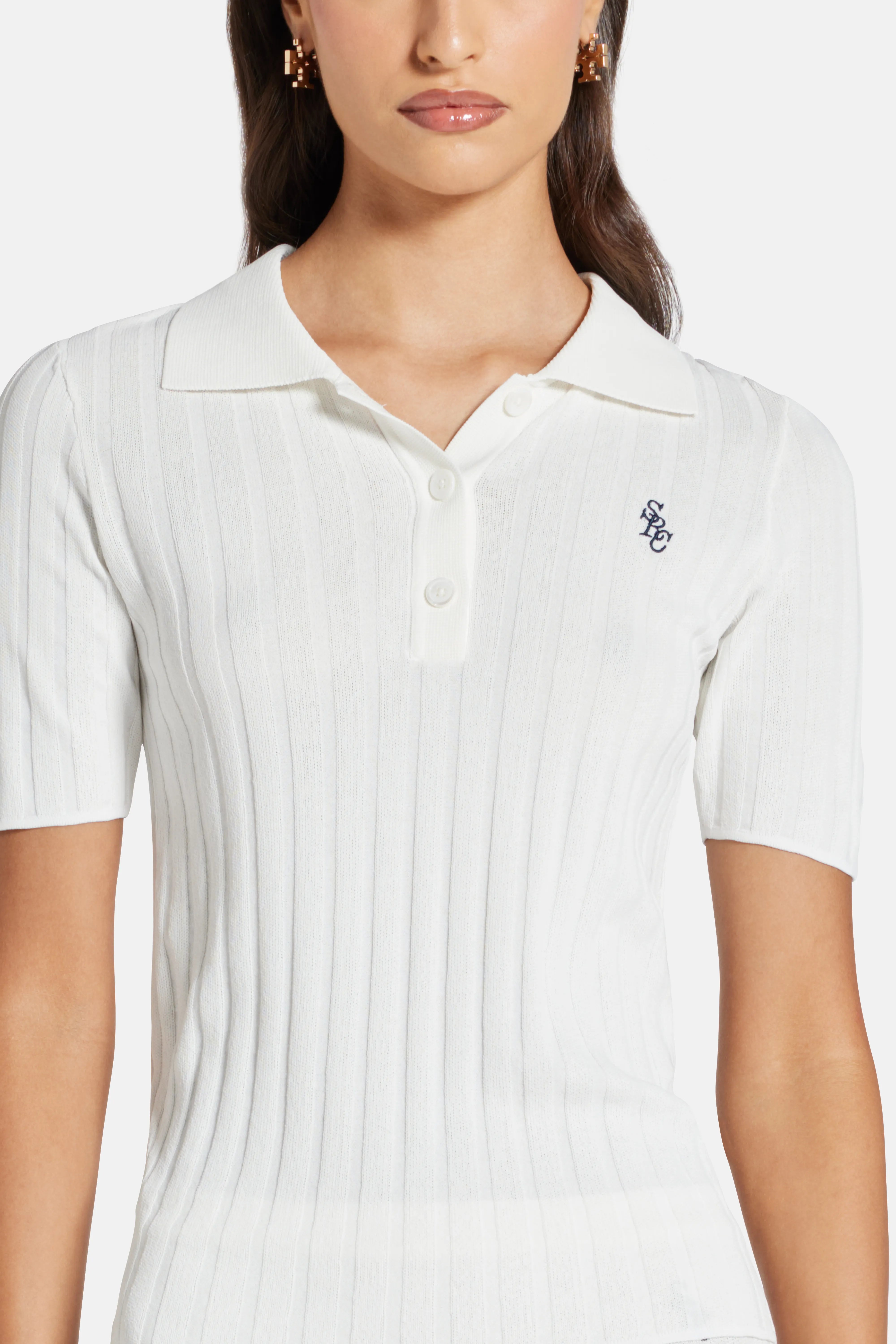 SRC Ribbed Polo T-Shirt in Beige