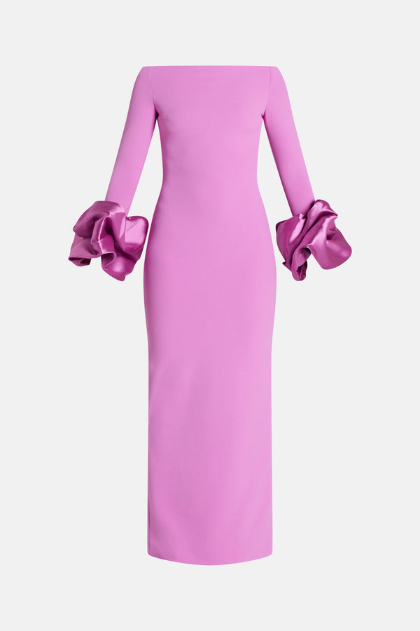 Talia Off Shoulder Evening Dress in Pink