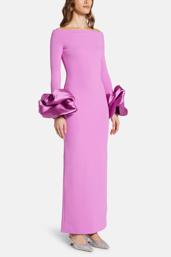 Talia Off Shoulder Evening Dress in Pink