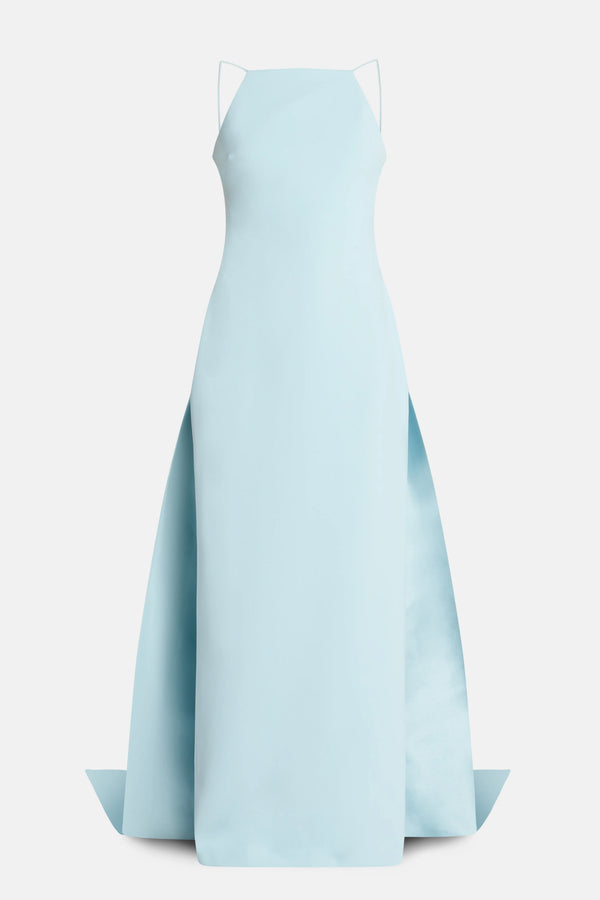 Ulla Sleeveless Cape Evening Gown in Blue