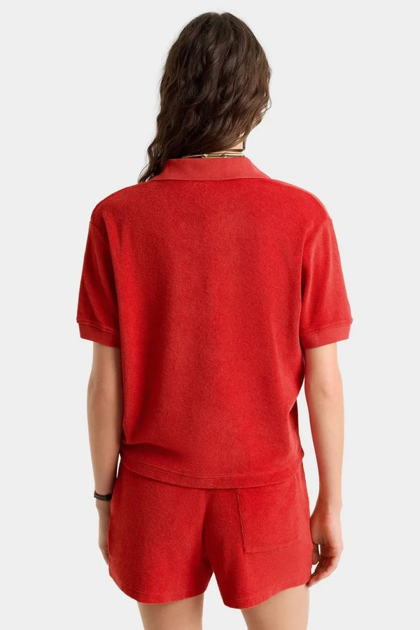 Vendome Terry Cotton Polo T-Shirt in Red