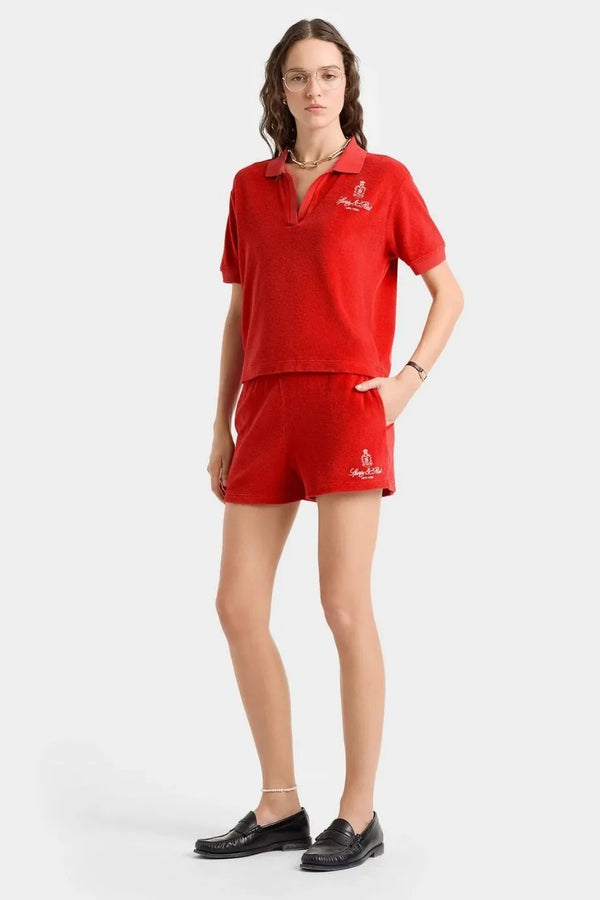 Vendome Terry Cotton Shorts in Red