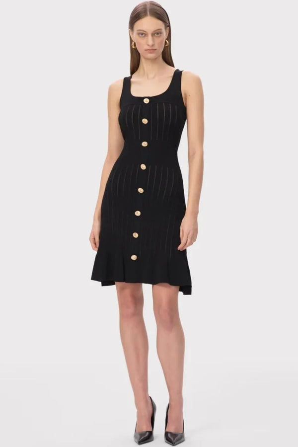 Maggie Sleeveless Bandage Knit Mini Dress in Black