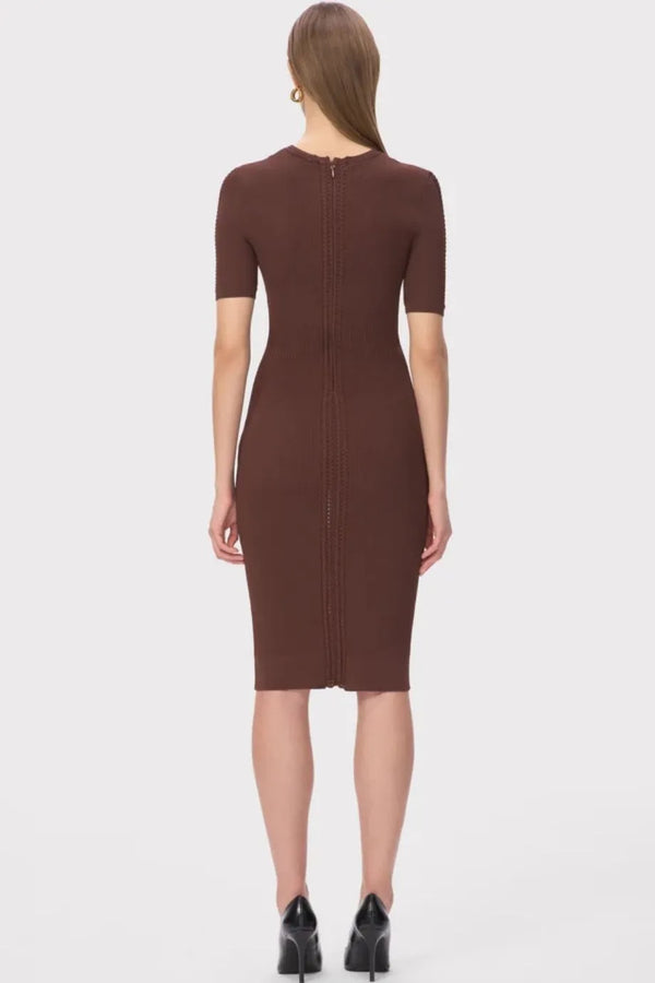 Alina Bandage Knit Midi Dress in Brown